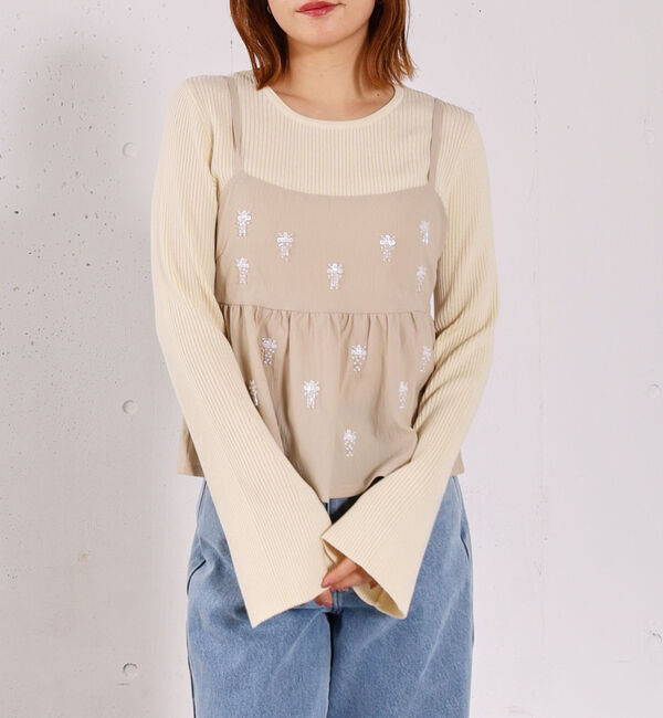 archives「ビーズ刺繍ペプラムビスチェ&times;リブニットプルオーバーＳＥＴ」|カーディガン|