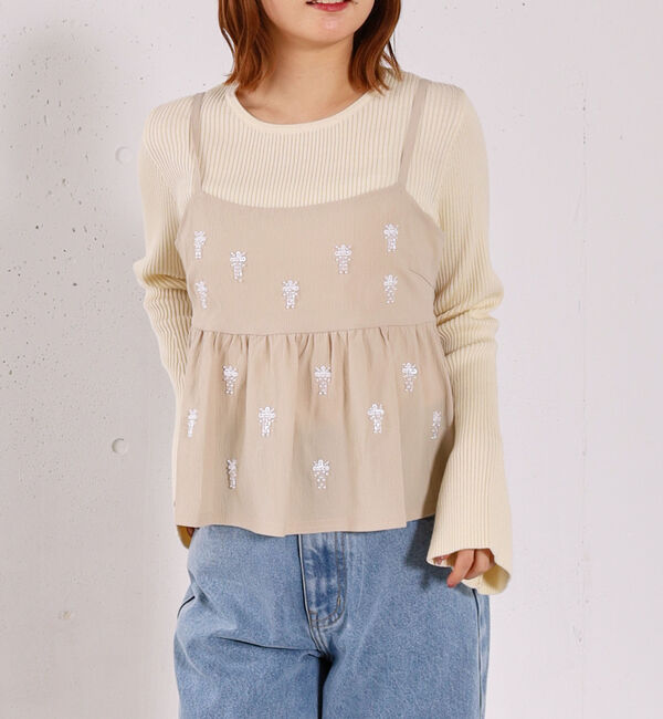 archives「ビーズ刺繍ペプラムビスチェ&times;リブニットプルオーバーＳＥＴ」|カーディガン|