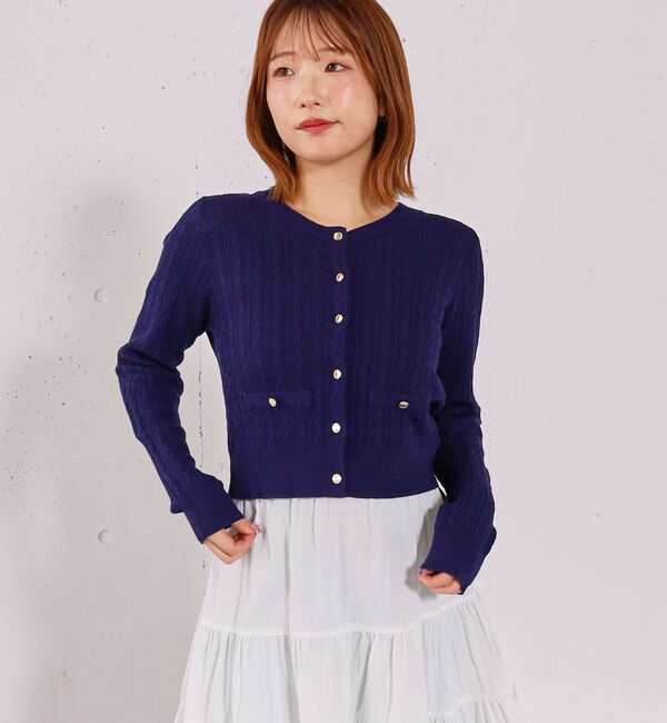 archives「【ＯＮかわ】ランダムケーブル金ボタンニットカーディガン」|カーディガン|
