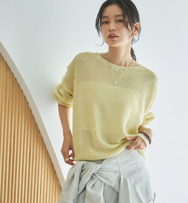Doux archives「ペーパーヤーンＭＩＸニットプルオーバー」|ニット・セーター|YELLOW