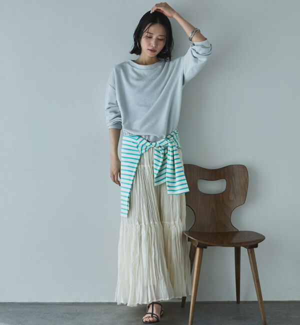 Doux archives「ボートネックラメ裏毛長袖プルオーバー」|Tシャツ・カットソー|