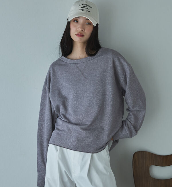 Doux archives「ボートネックラメ裏毛長袖プルオーバー」|Tシャツ・カットソー|GRAY