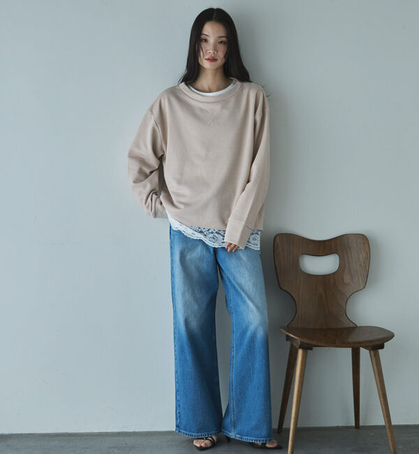 Doux archives「ボートネックラメ裏毛長袖プルオーバー」|Tシャツ・カットソー|