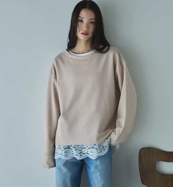 Doux archives「ボートネックラメ裏毛長袖プルオーバー」|Tシャツ・カットソー|