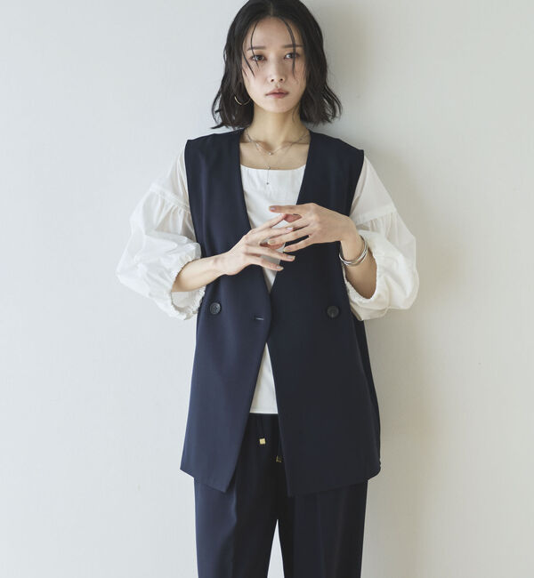 Doux archives「【多機能麻調合繊】ジレ」|その他|NAVY