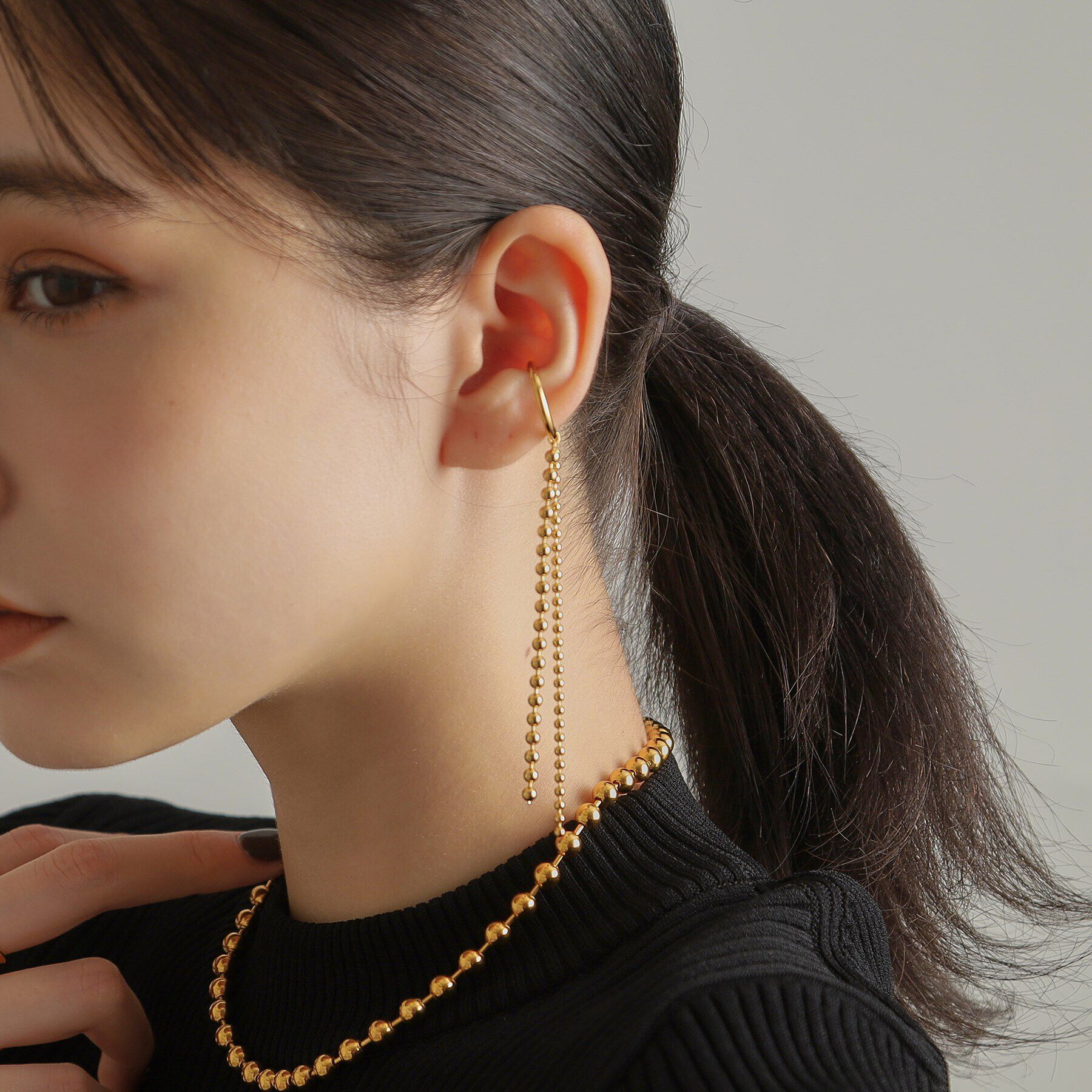 COCOSHNIK ONKITSCH「シルバー ボールチェーン イヤーカフ GP」|イヤリング|