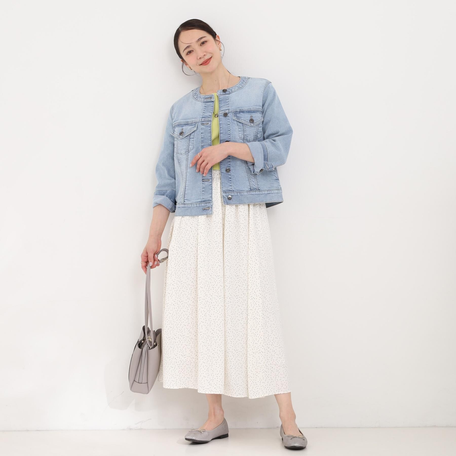 SHOO･LA･RUE「【SHOO・LA・RUE DENIM/S-LL/高レビュー】大人のための ノーカラーデニムジャケット」|デニムジャケット|