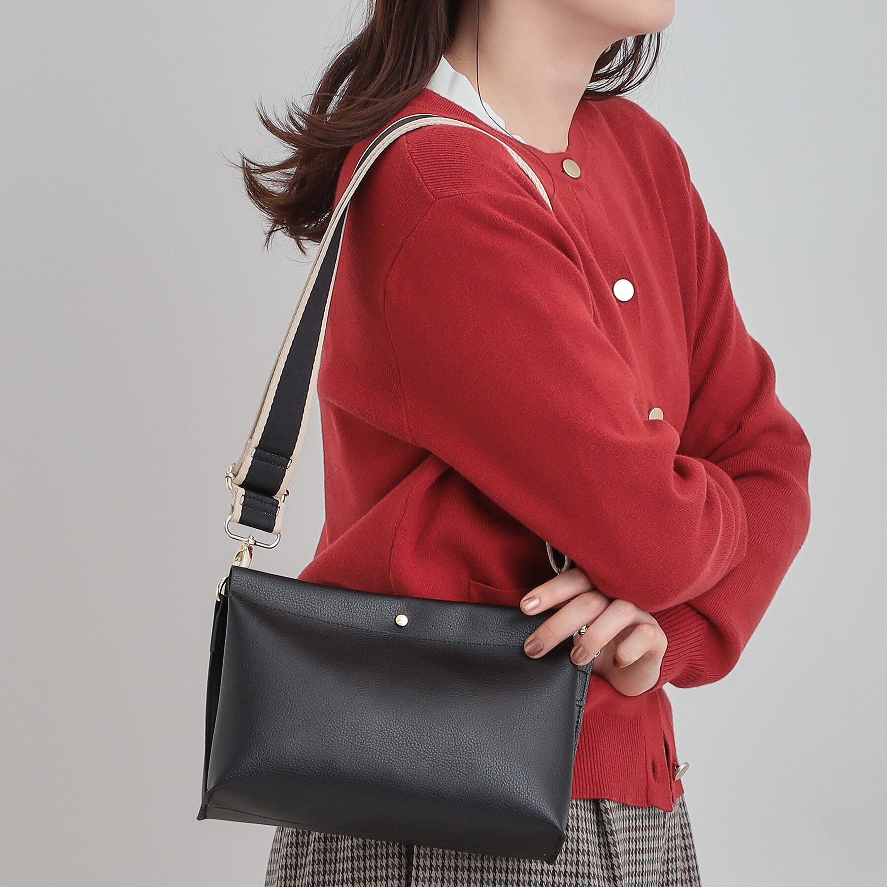 SHOO･LA･RUE「配色ベルトがアクセント 3層ショルダーバッグ」|ショルダー・メッセンジャー|