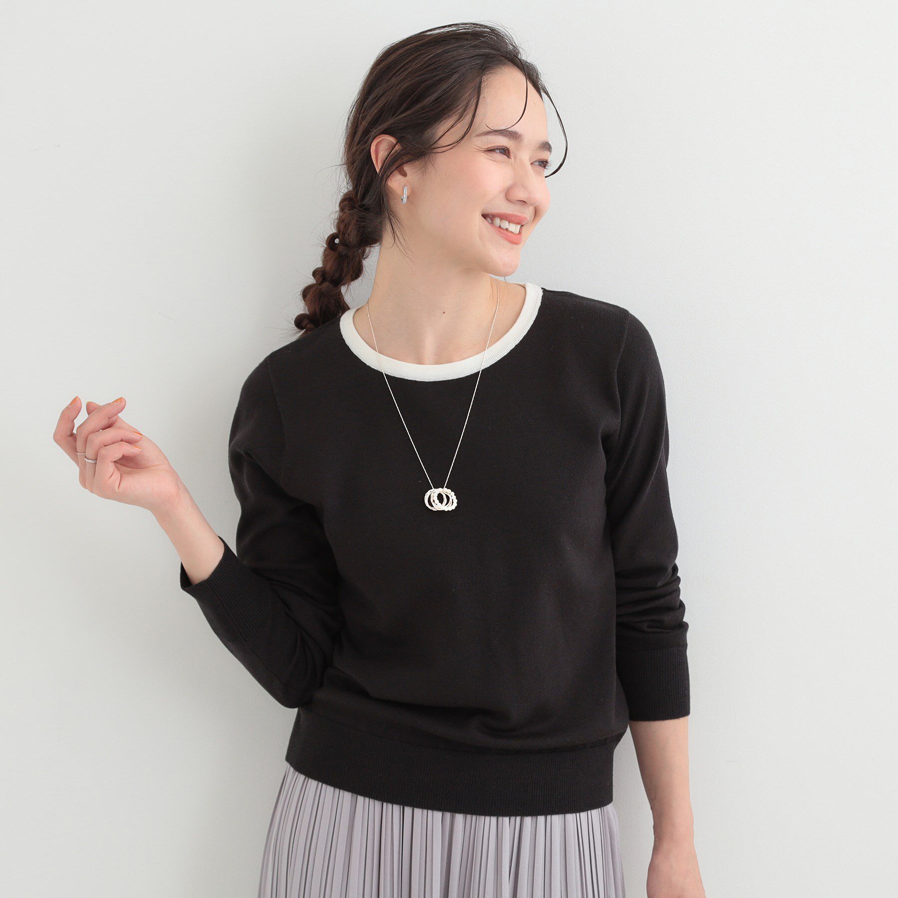 SHOO･LA･RUE「【洗濯機可/S-LL/アンサンブル可】結局、シンプル クルーネックニット」|ニット・セーター|