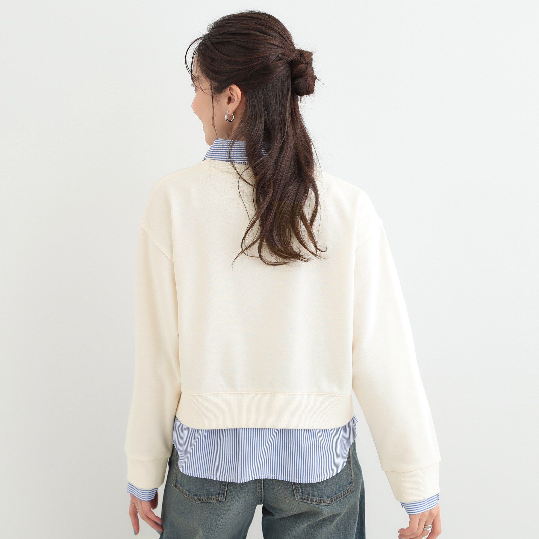 SHOO･LA･RUE「【洗濯機可】1枚でサマ見え シャツレイヤード風 スウェット」|パーカー|