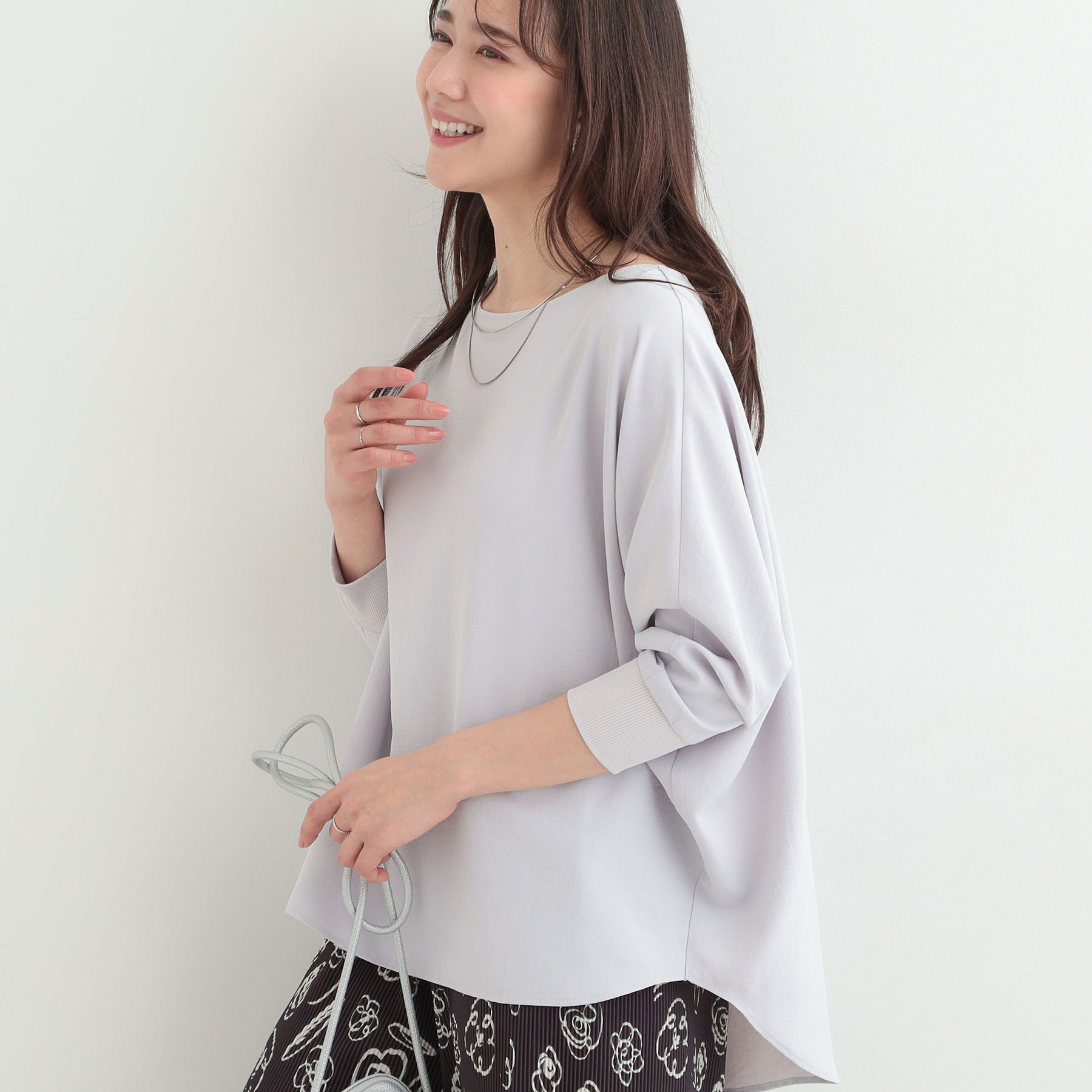 SHOO･LA･RUE「【着丈選べる/体型カバー/洗濯機可】さらさらとろん ドルマンブラウス」|シャツ・ブラウス|グレーロング(812