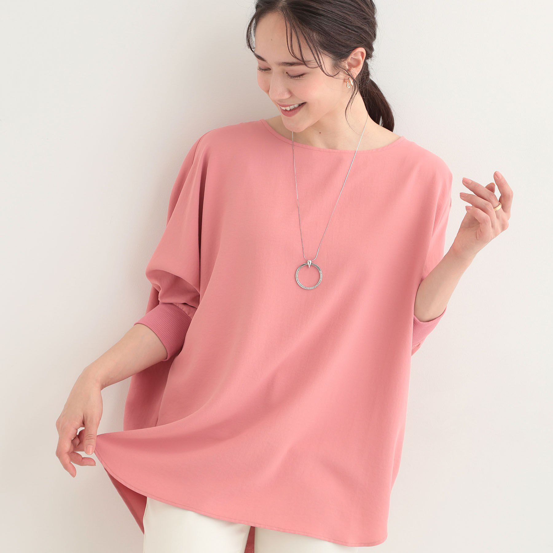 SHOO･LA･RUE「【着丈選べる/体型カバー/洗濯機可】さらさらとろん ドルマンブラウス」|シャツ・ブラウス|ピンクロング(872