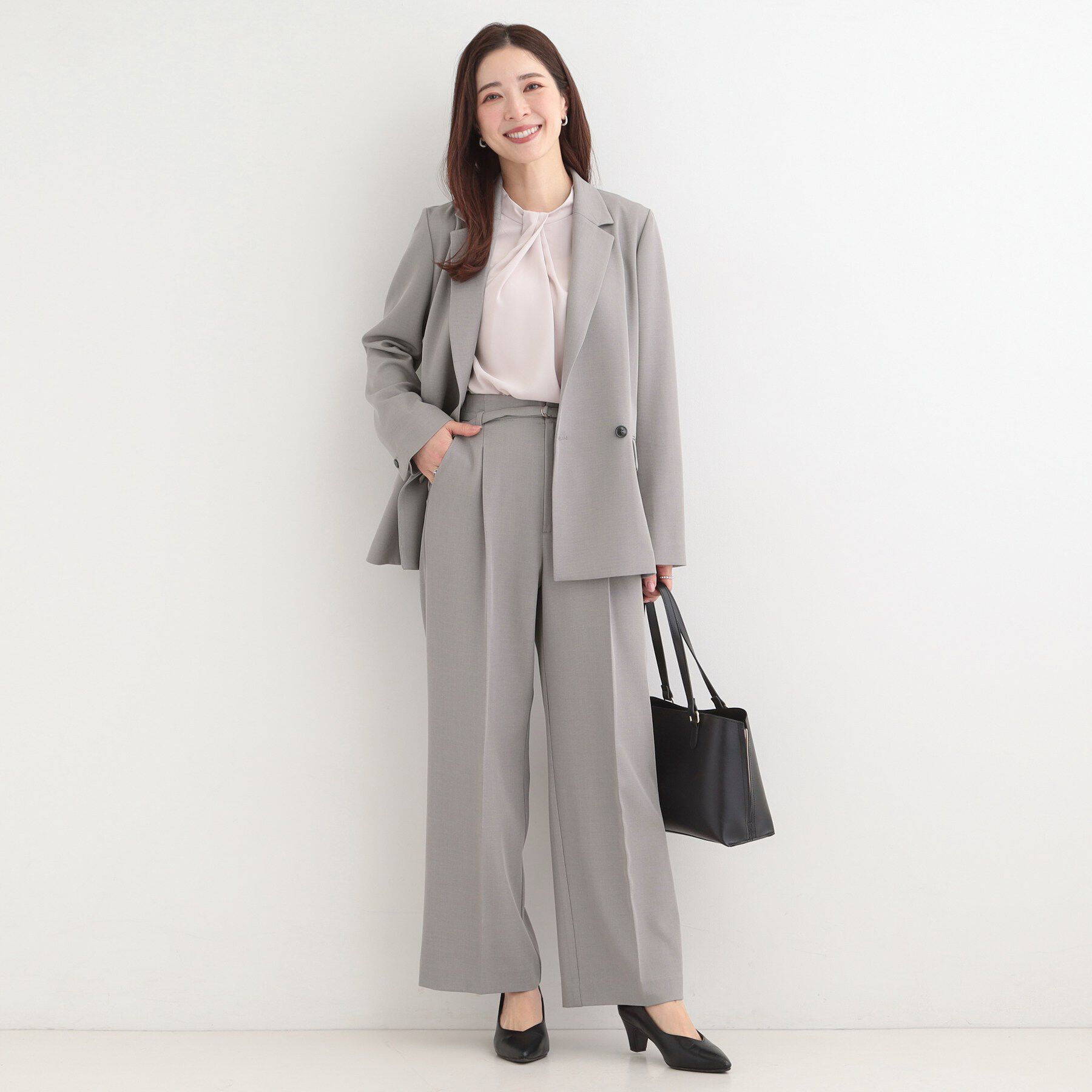 SHOO･LA･RUE「【通勤/セットアップ可/洗濯機可/SS-LL】センタープレスできちんと見え ベルト付きワイドパンツ」|その他|