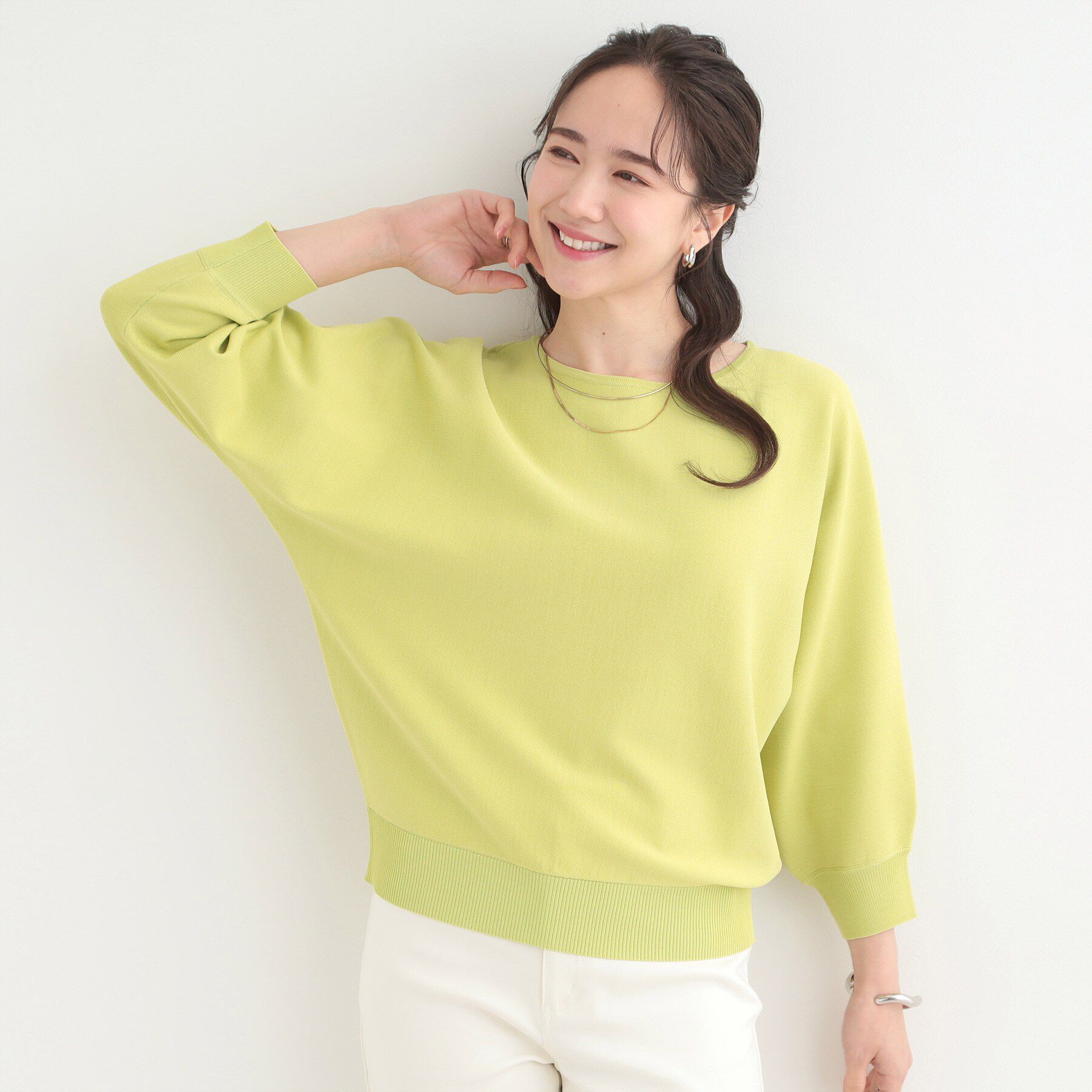 SHOO･LA･RUE「【洗濯機可/S-LL】さらりと軽やか インせず着られる すっきり見えドルマンニット」|ニット・セーター|