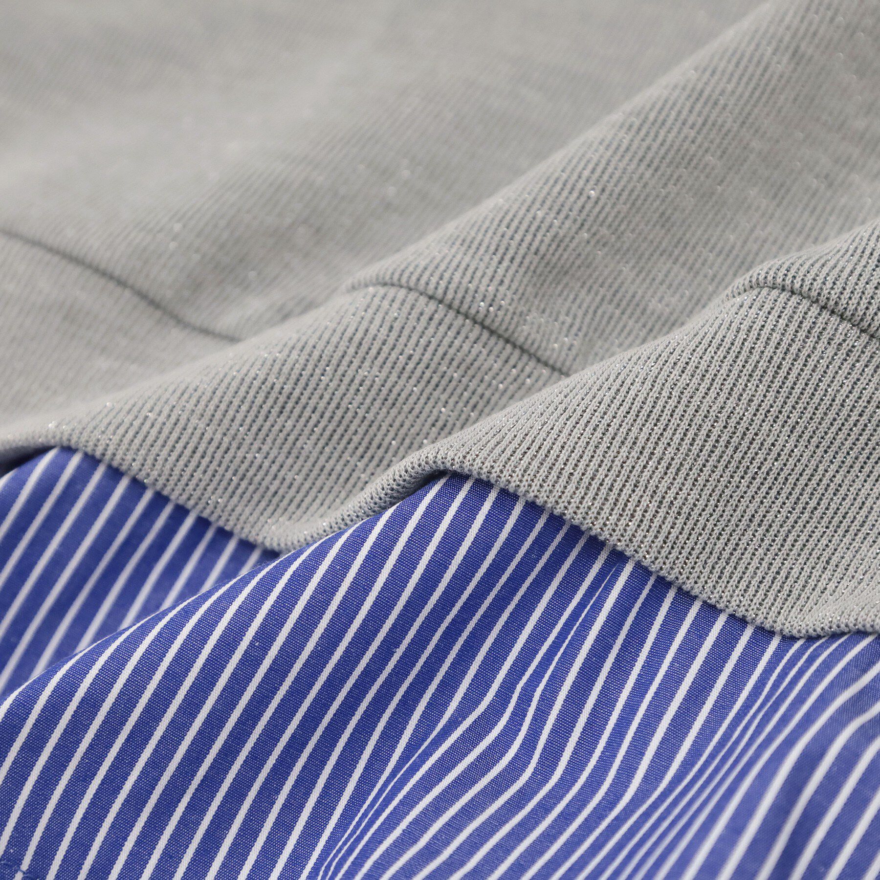 SHOO･LA･RUE「【洗濯機可/S-LL】1枚でサマ見え ラメニットソー レイヤード風トップス」|Tシャツ・カットソー|