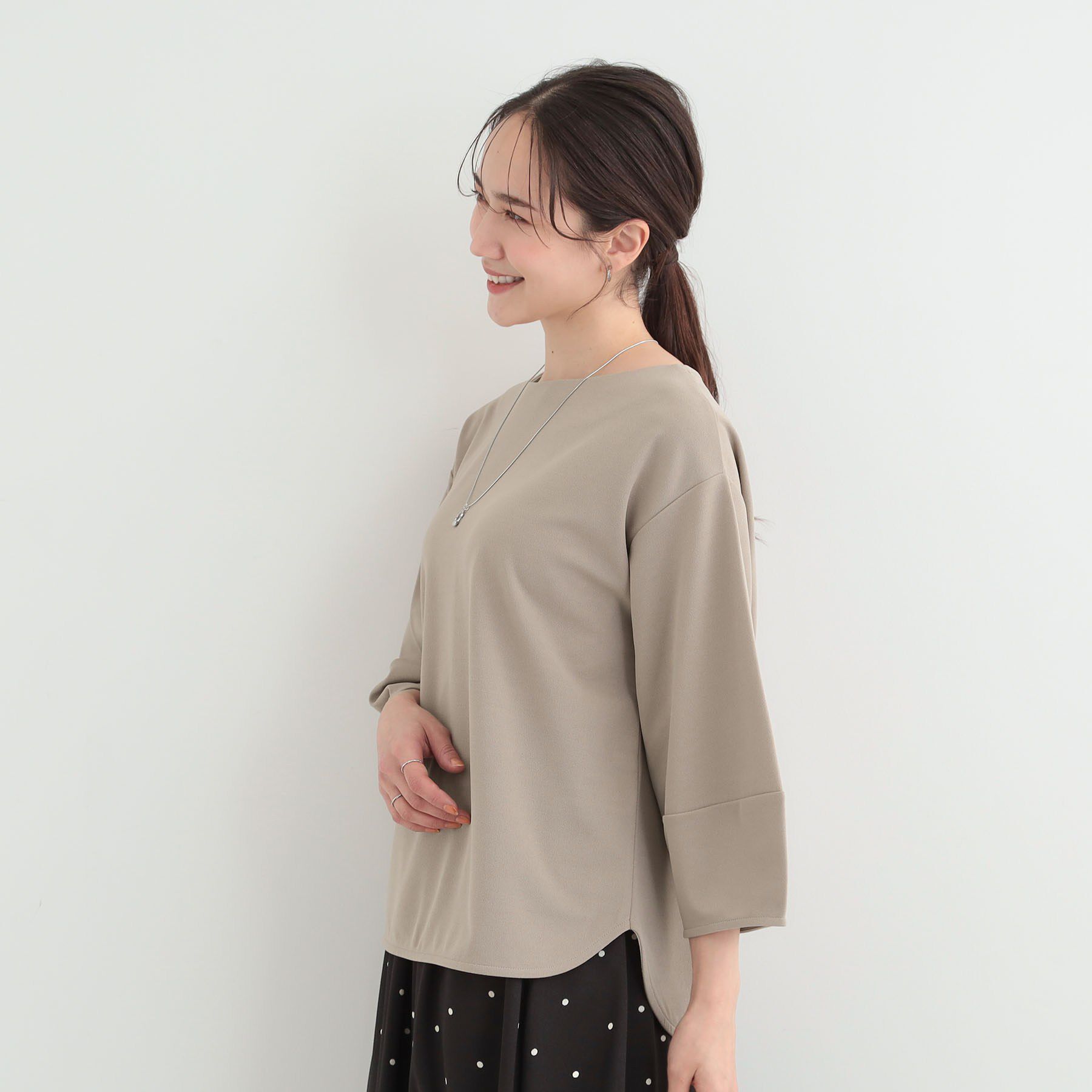 SHOO･LA･RUE「【2点セット/7分袖/S-LL】ランタンスリーブで女性らしい インせず着られる ネックレス付きブラウ」|シャツ・ブラウス|