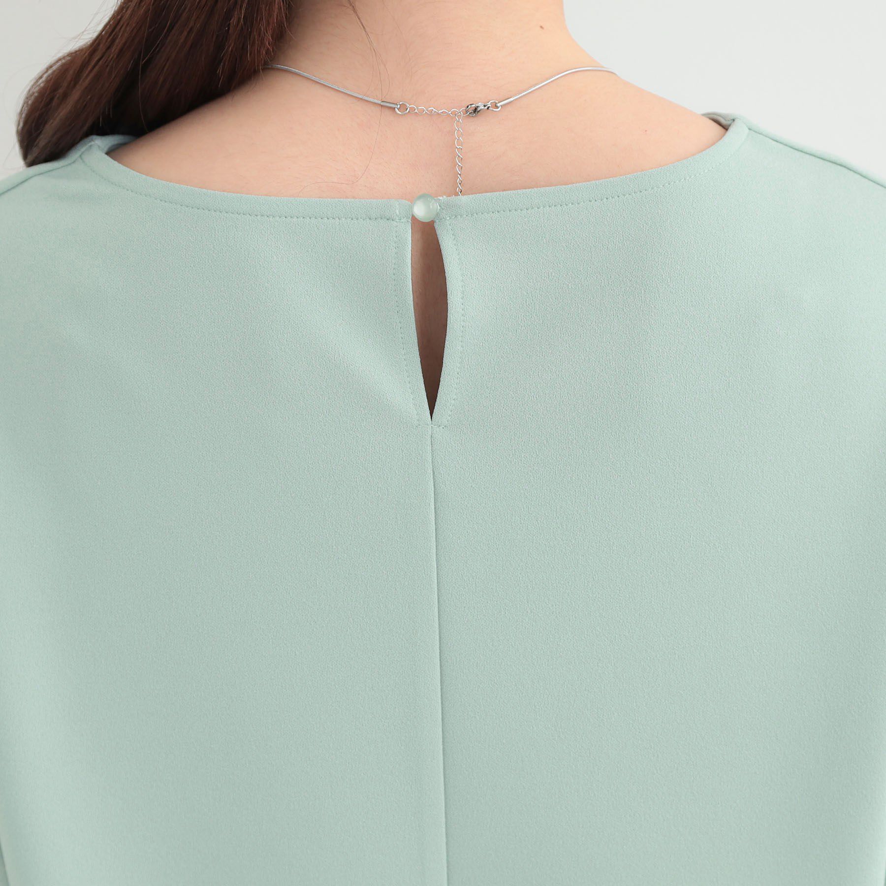 SHOO･LA･RUE「【2点セット/7分袖/S-LL】ランタンスリーブで女性らしい インせず着られる ネックレス付きブラウ」|シャツ・ブラウス|