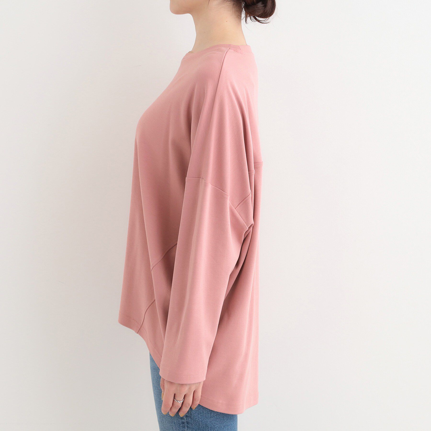 SHOO･LA･RUE「【洗濯機可/UV/綿100％】体型カバーの叶う 七分袖ゆるトップス」|Tシャツ・カットソー|