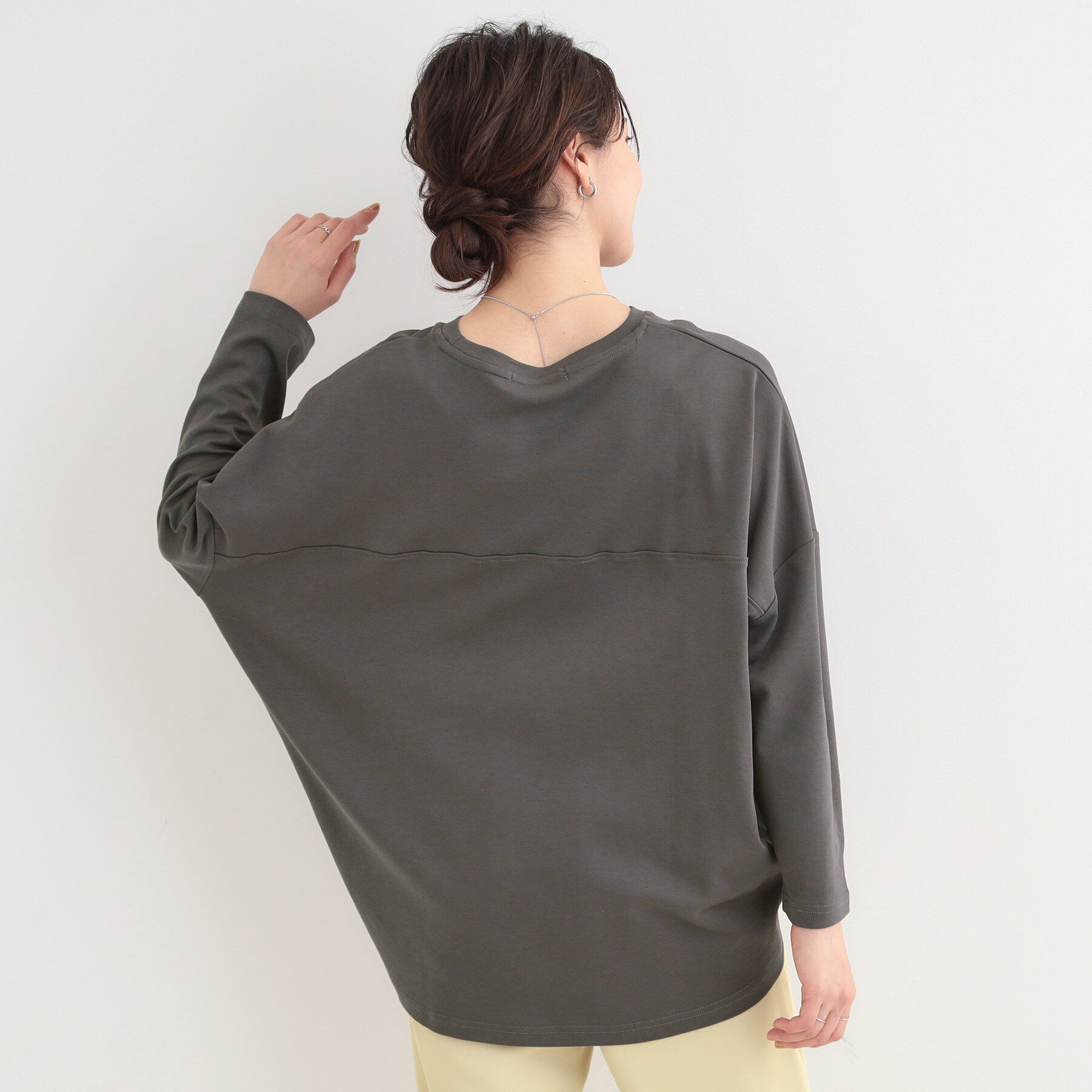 SHOO･LA･RUE「【洗濯機可/UV/綿100％】体型カバーの叶う 七分袖ゆるトップス」|Tシャツ・カットソー|