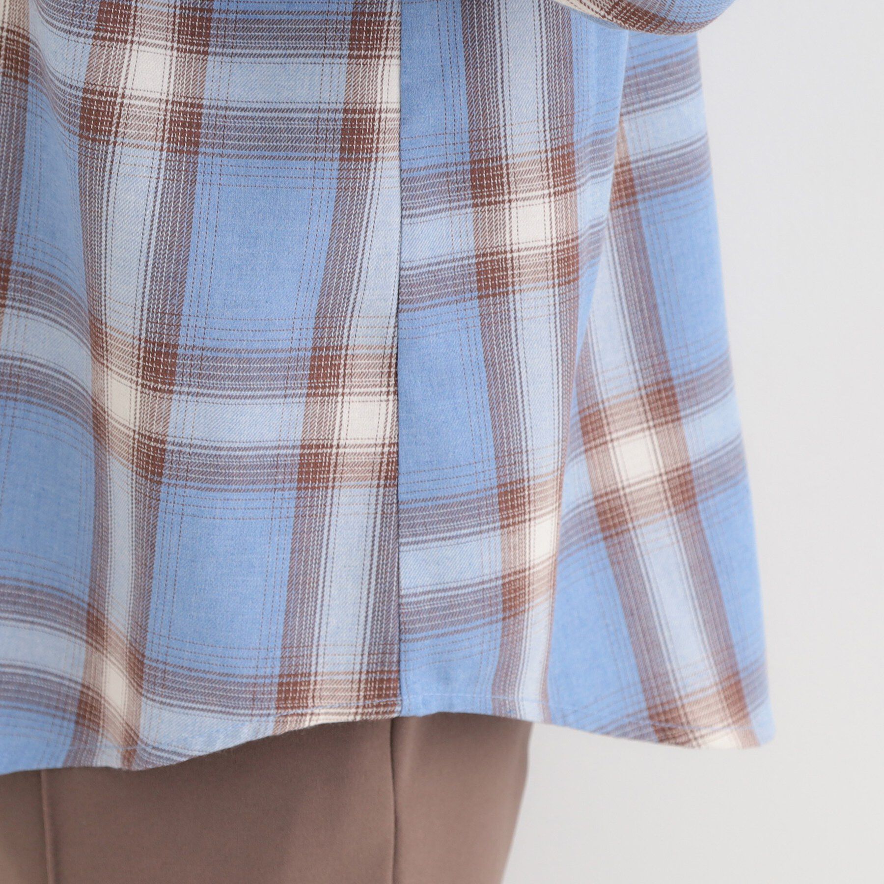 SHOO･LA･RUE「【洗濯機可/S-LL】涼しげで軽やかな チェックフーディーシャツ」|シャツ・ブラウス|