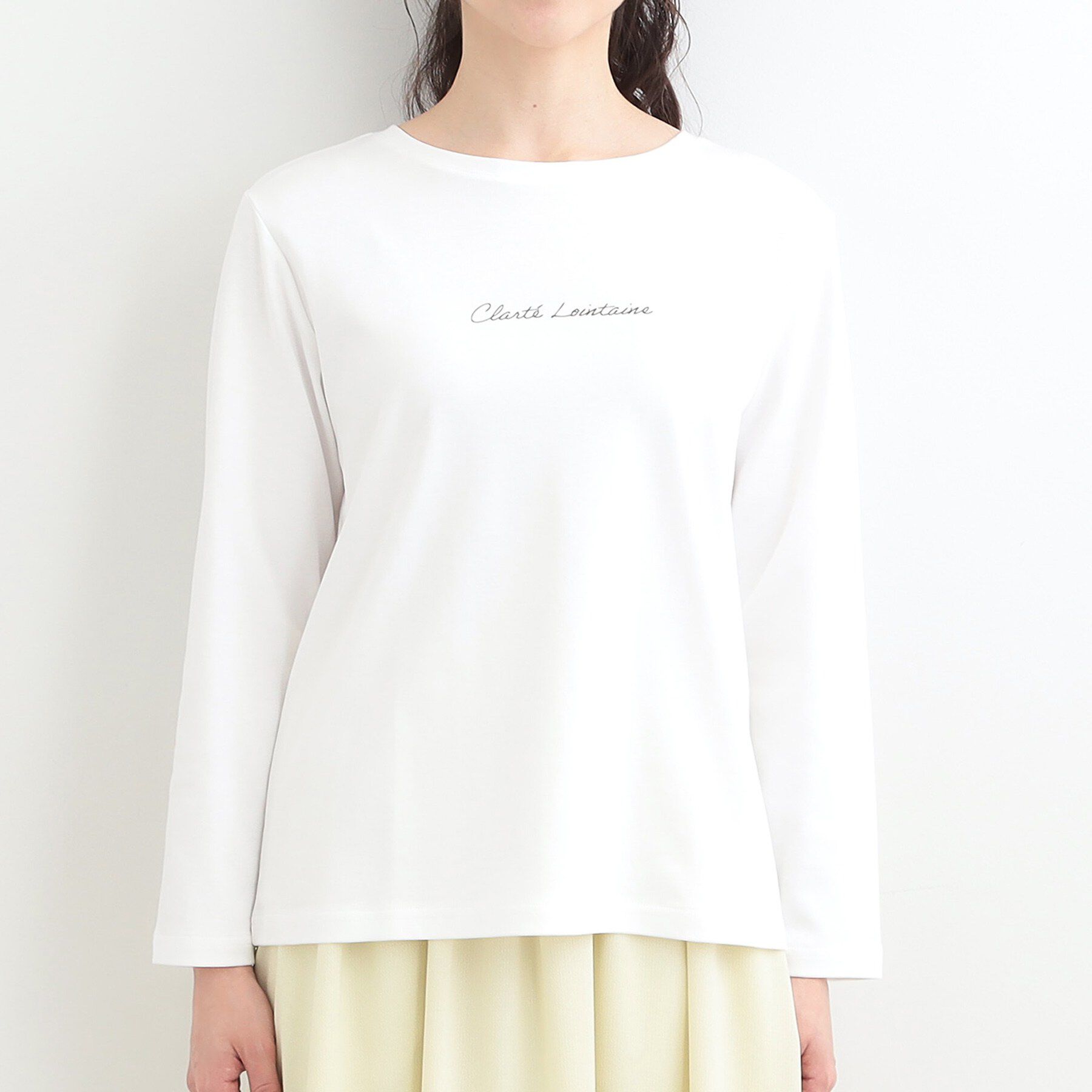 SHOO･LA･RUE「【接触冷感/UV/抗菌防臭】小さめロゴの大人スムースロンT」|Tシャツ・カットソー|