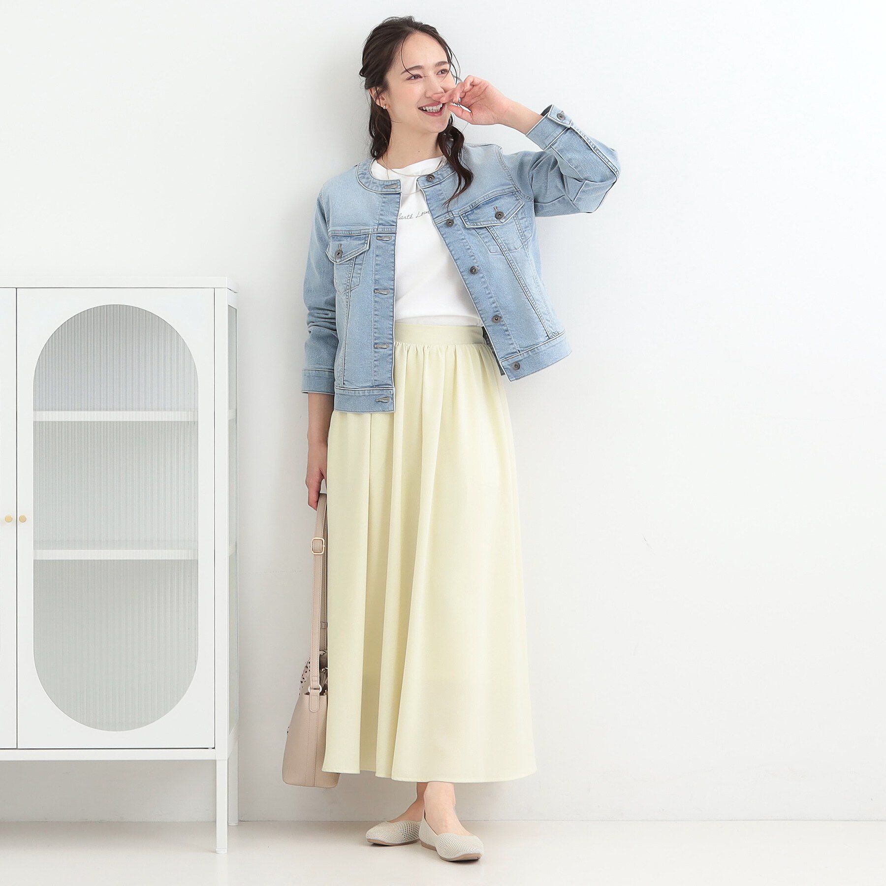 SHOO･LA･RUE「【接触冷感/UV/抗菌防臭】小さめロゴの大人スムースロンT」|Tシャツ・カットソー|