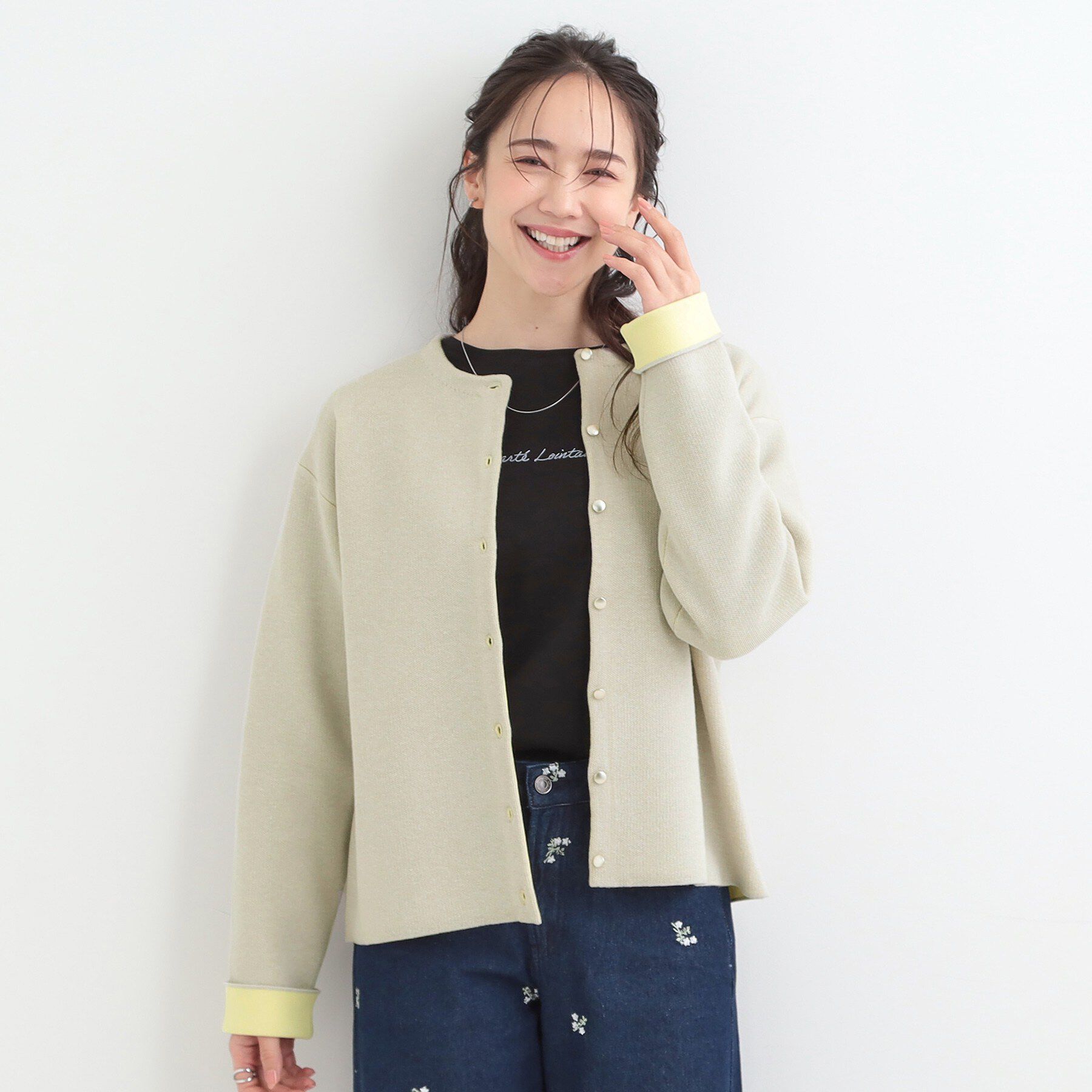 SHOO･LA･RUE「【洗濯機可/S-LL】品良くきまる 配色カーディガン」|カーディガン|