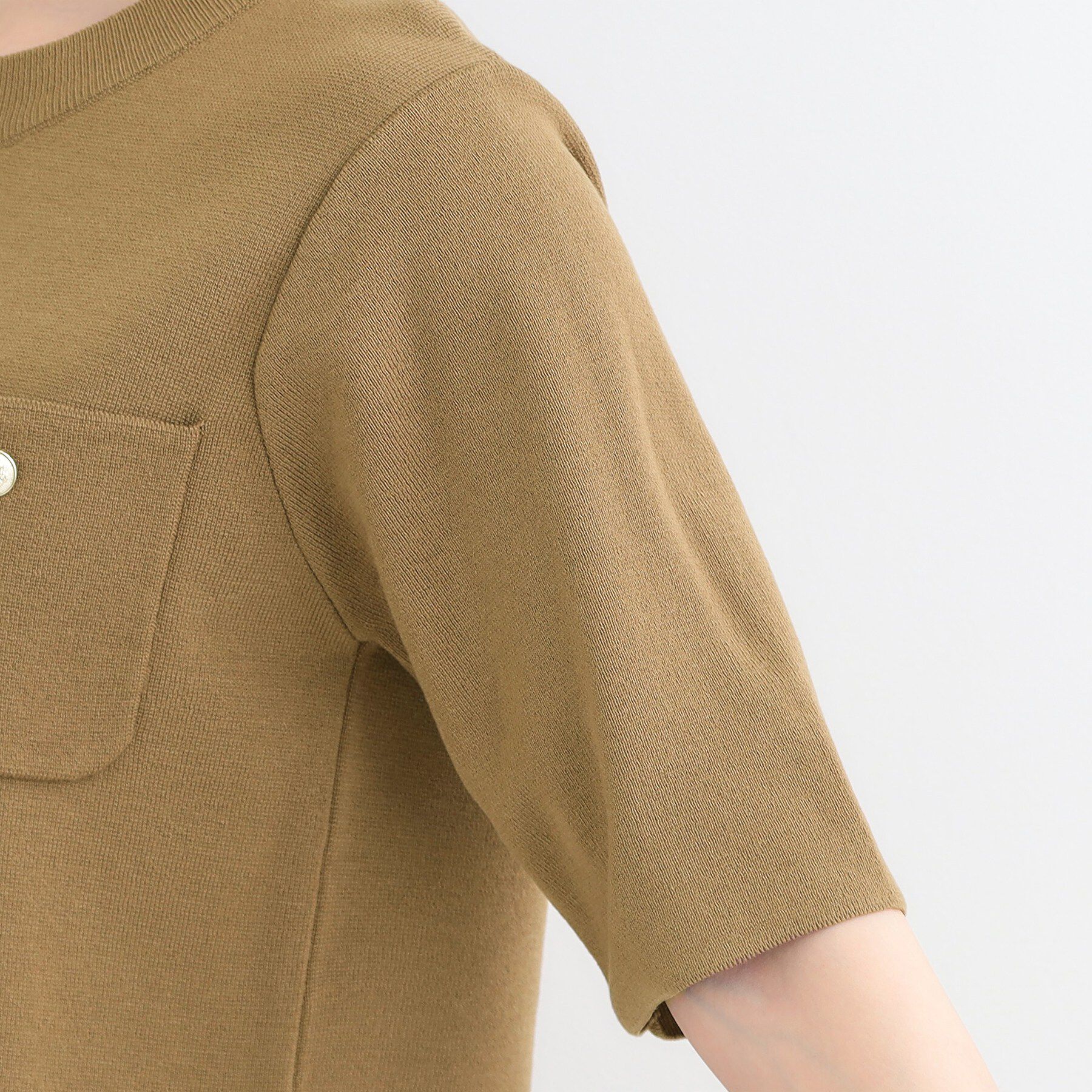 SHOO･LA･RUE「【S-LL/洗濯機可】金ボタン5分袖カーディガン」|カーディガン|