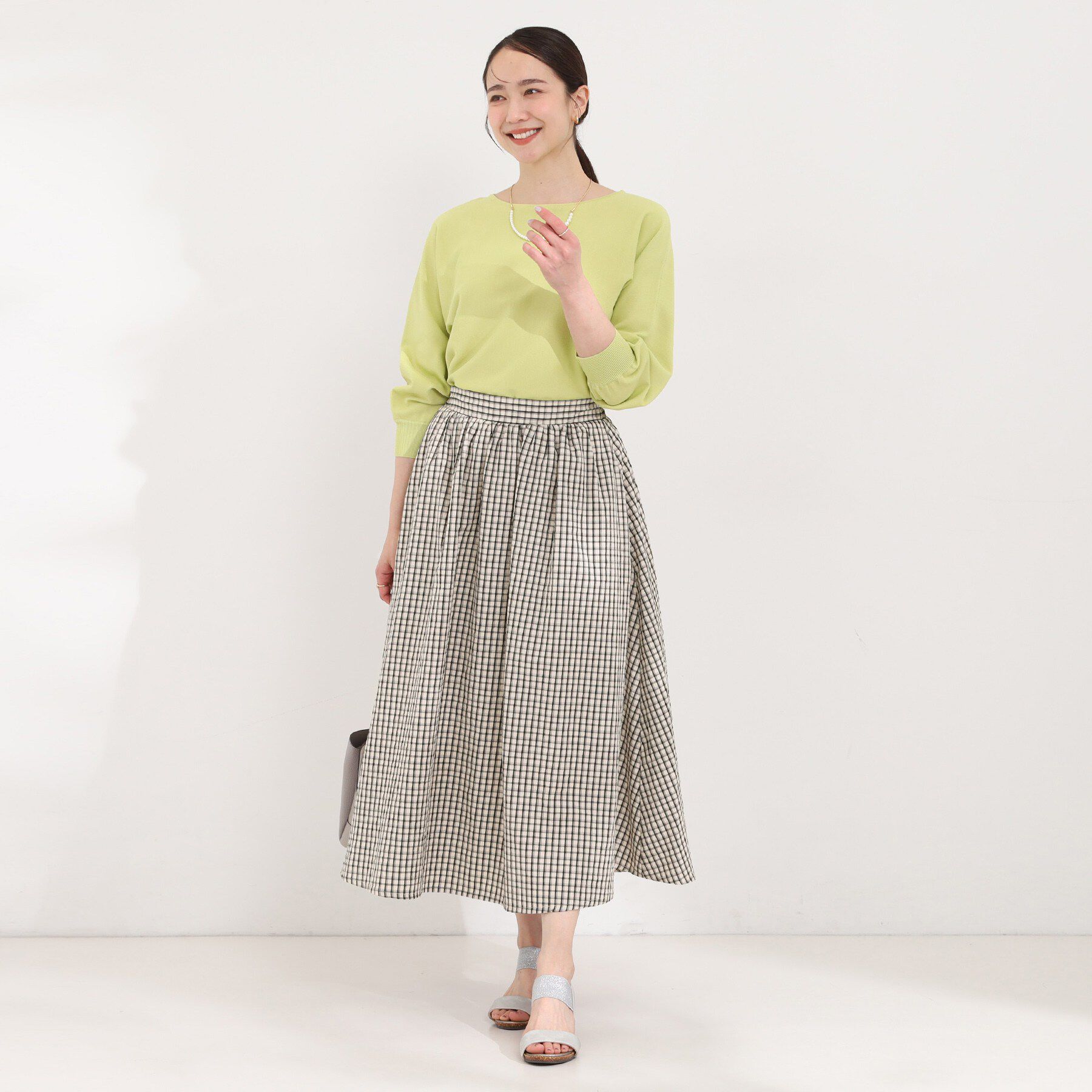 SHOO･LA･RUE「【セットアップ可】サッカーチェックフレアスカート」|スカート|