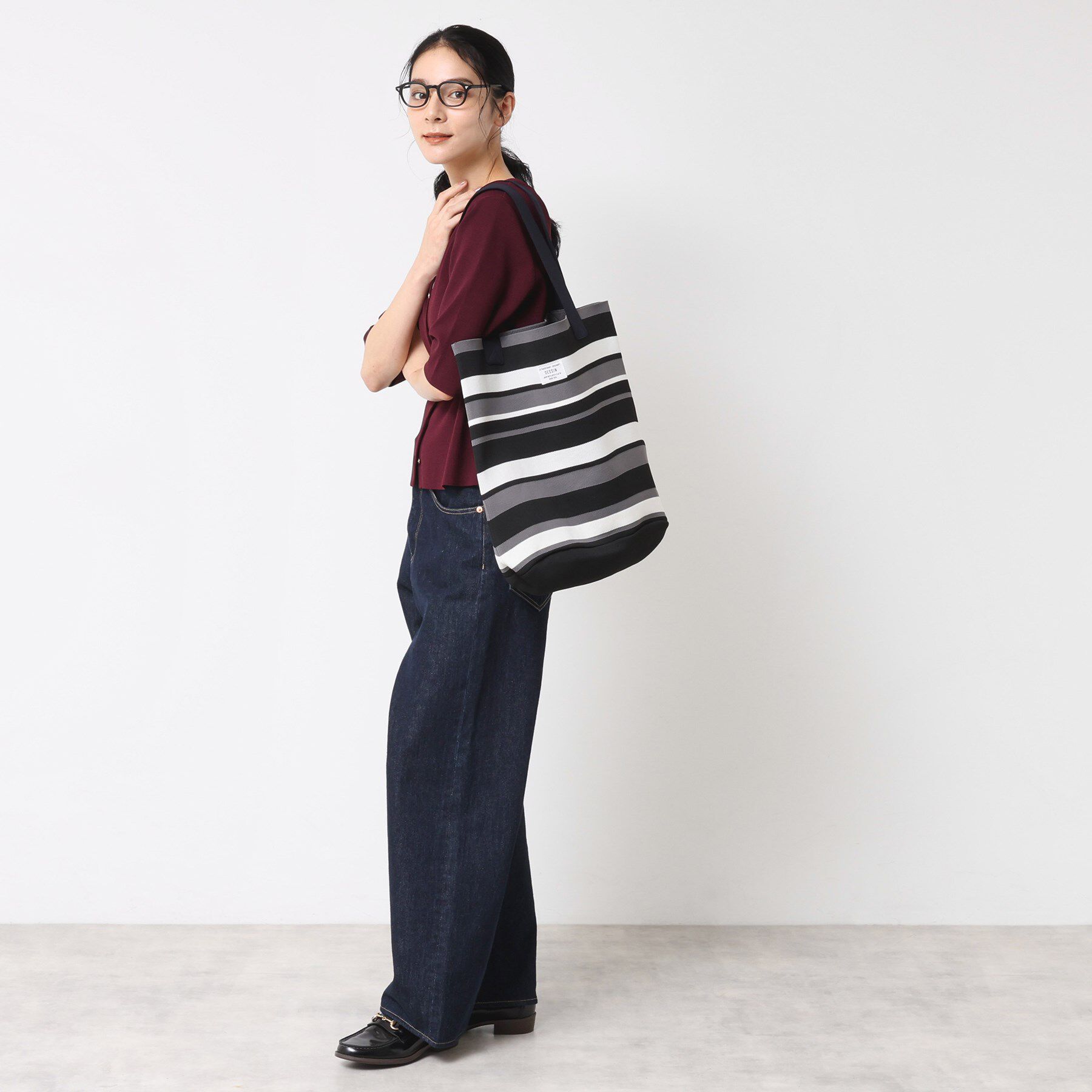 Dessin「【マシンウォッシャブル・A4収納可】ランダムボーダーニットBAG」|トートバッグ|