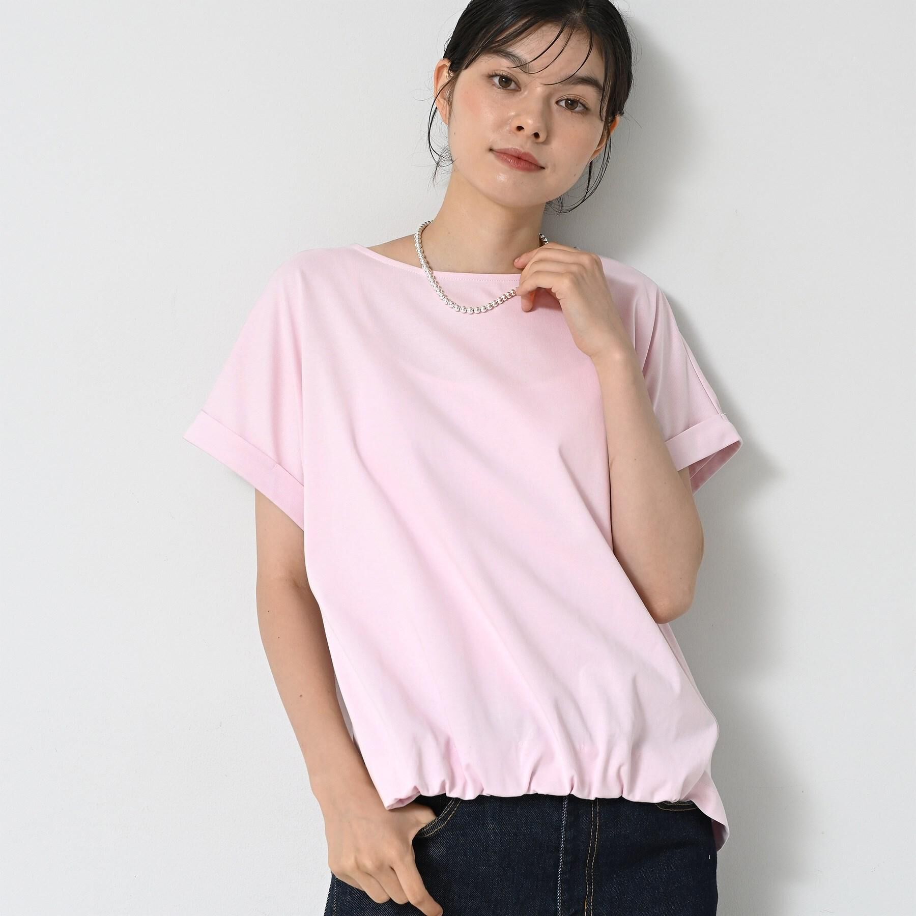 Dessin「【二の腕カバー／UVカット】ロールアップスリーブ裾ギャザーカットソー」|Tシャツ・カットソー|ライトピンク(070