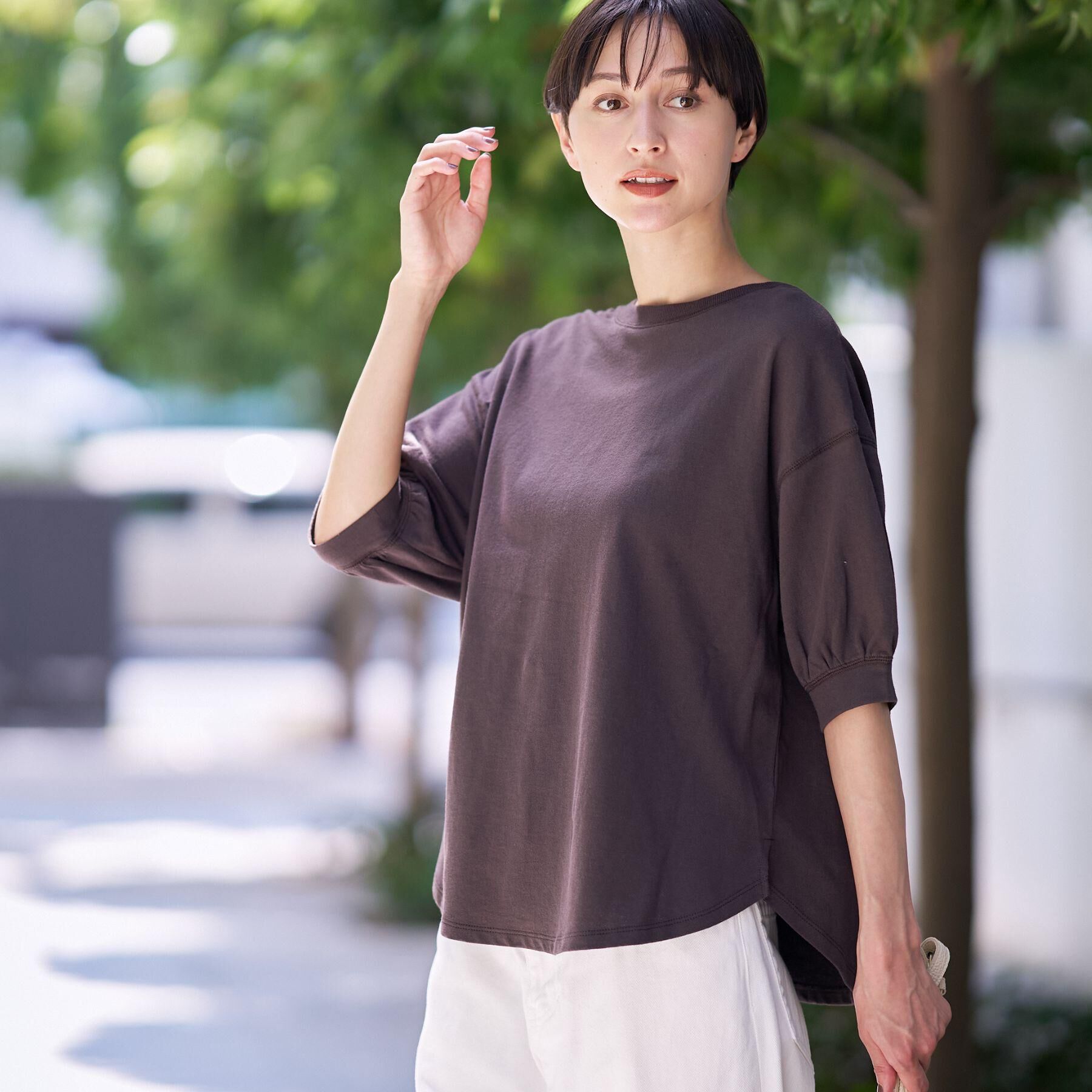 Dessin「【360度可愛い/前後2WAY/洗える】ライトコットンヘンリーカットソー」|Tシャツ・カットソー|