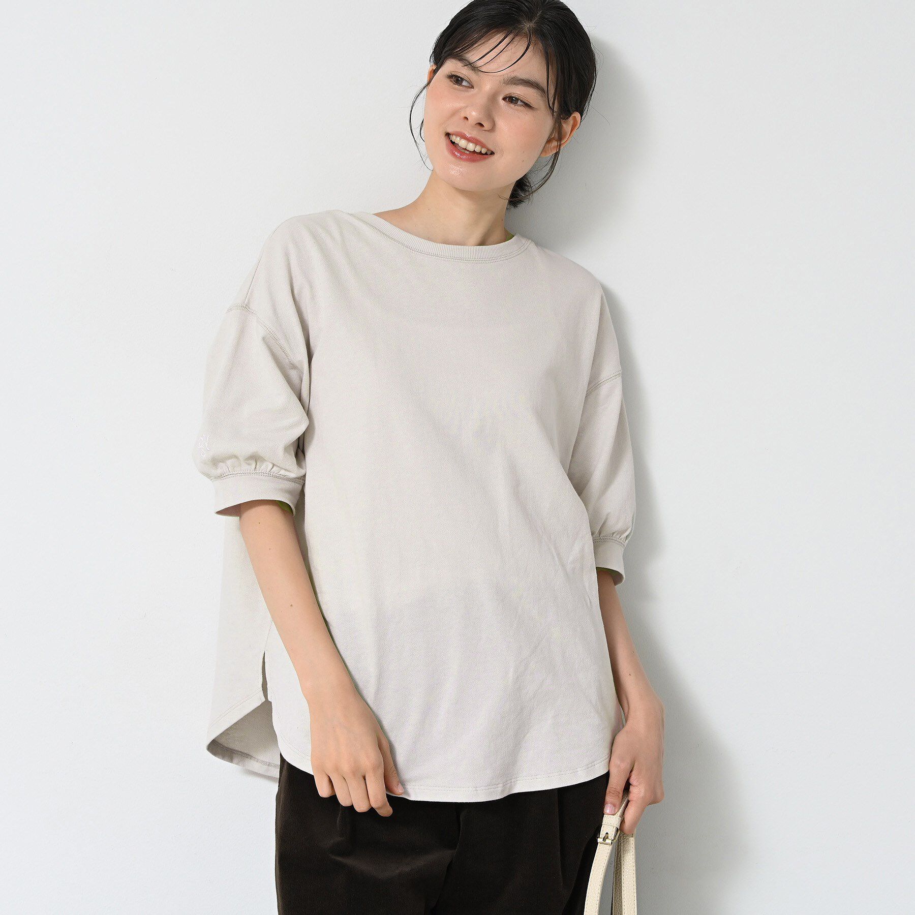 Dessin「【360度可愛い/前後2WAY/洗える】ライトコットンヘンリーカットソー」|Tシャツ・カットソー|