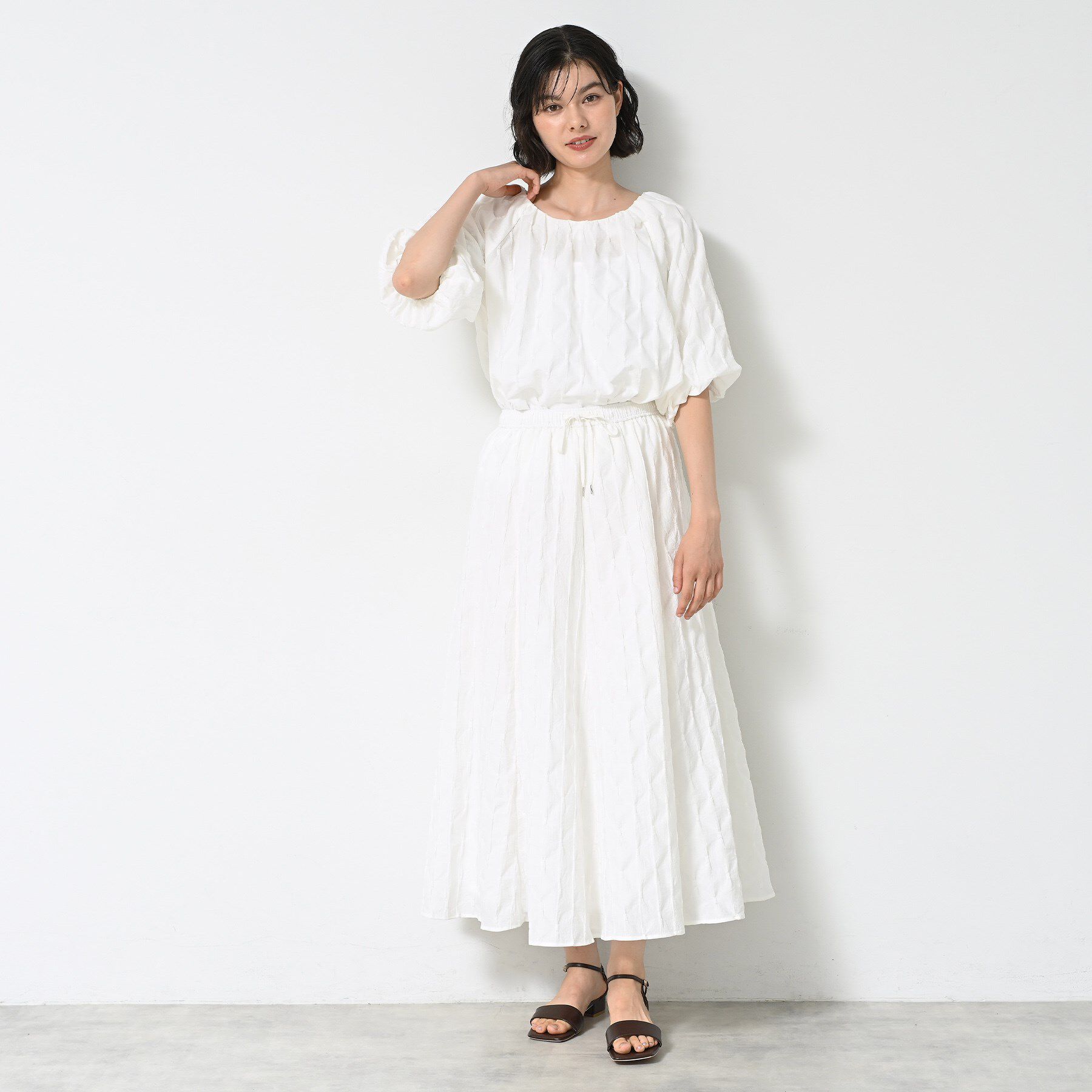 Dessin「【ウエストゴム・洗える】ジャガードフレアースカート」|スカート|