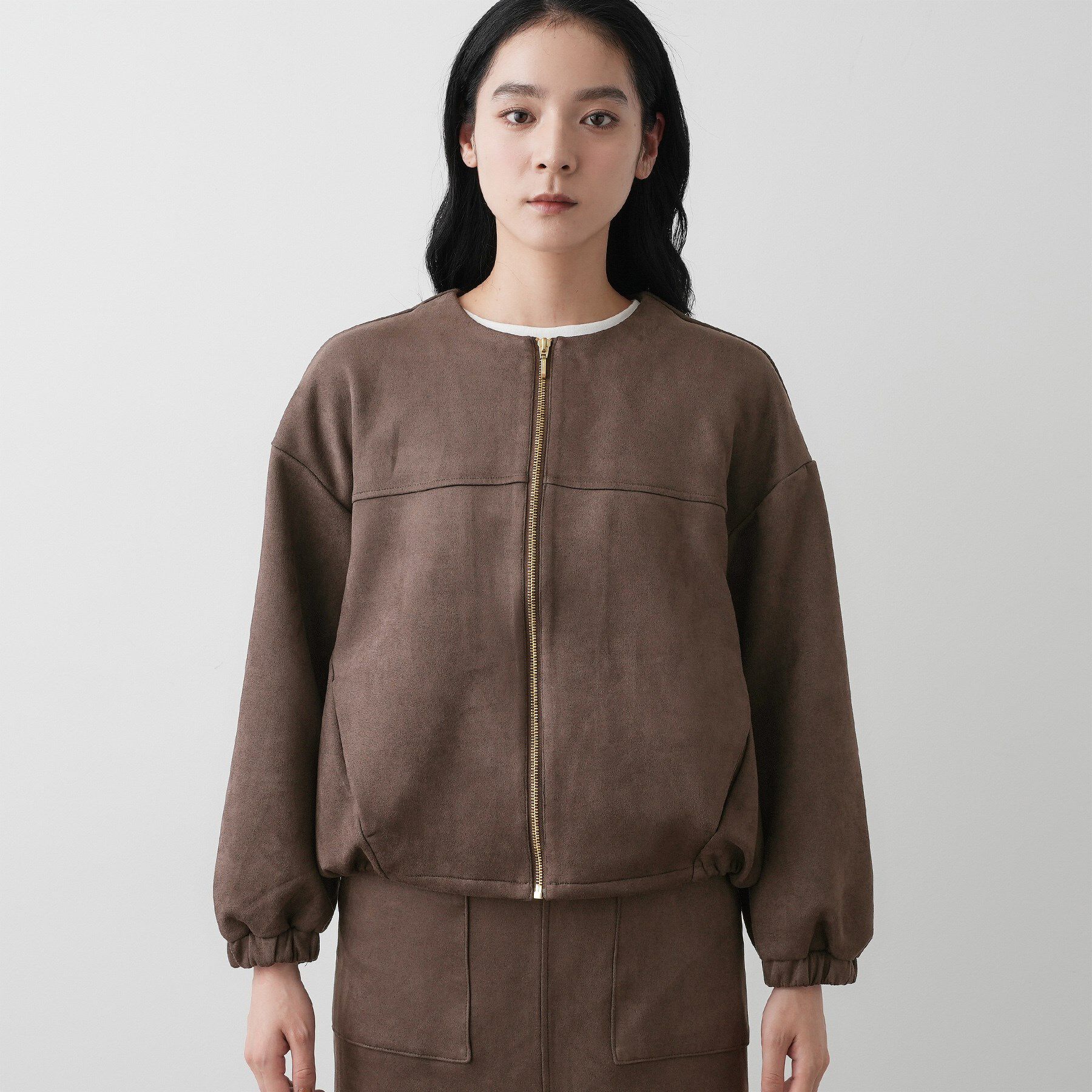 Dessin「【セットアップ可・洗える】マシュマロスウェードジップブルゾン」|ブルゾン・スタジャン|