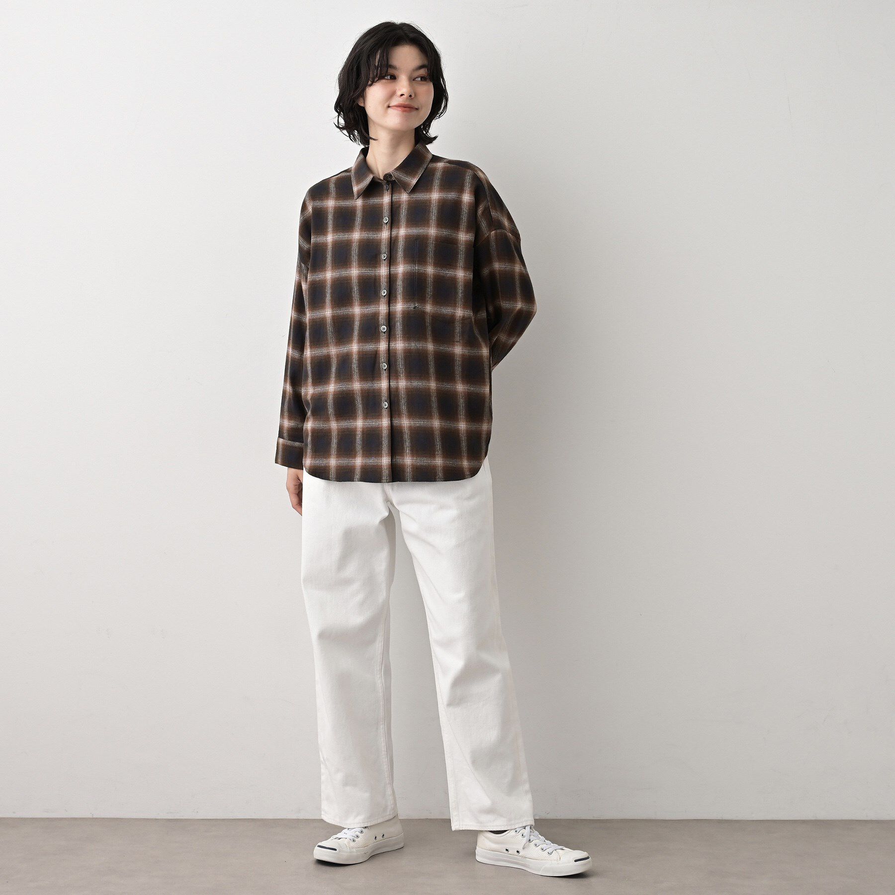 Dessin「【洗える】起毛オンブレーチェック柄シャツ」|シャツ・ブラウス|