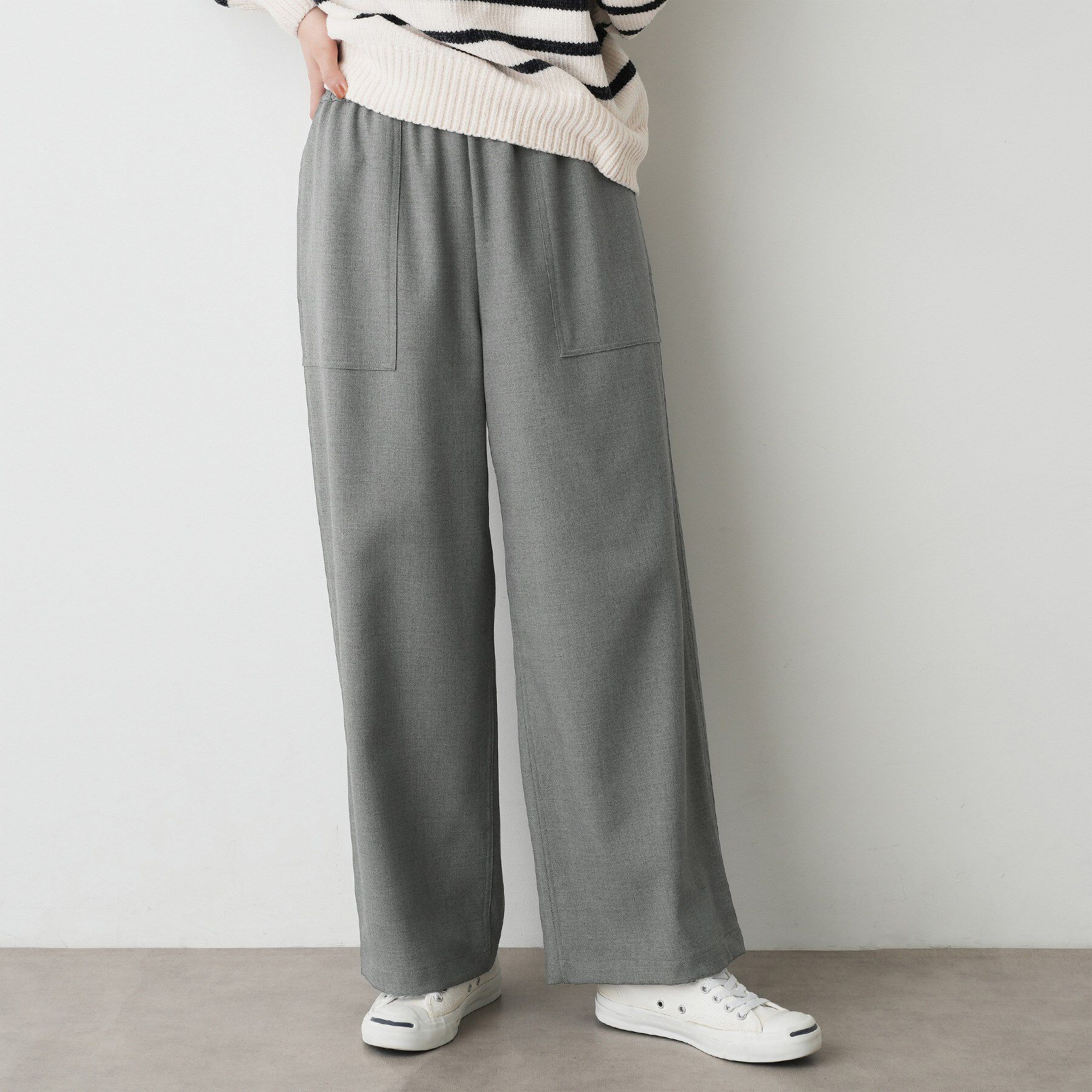 Dessin「【裏地付き/洗える】コンフォートワイドパンツ」|その他|グレー(012)