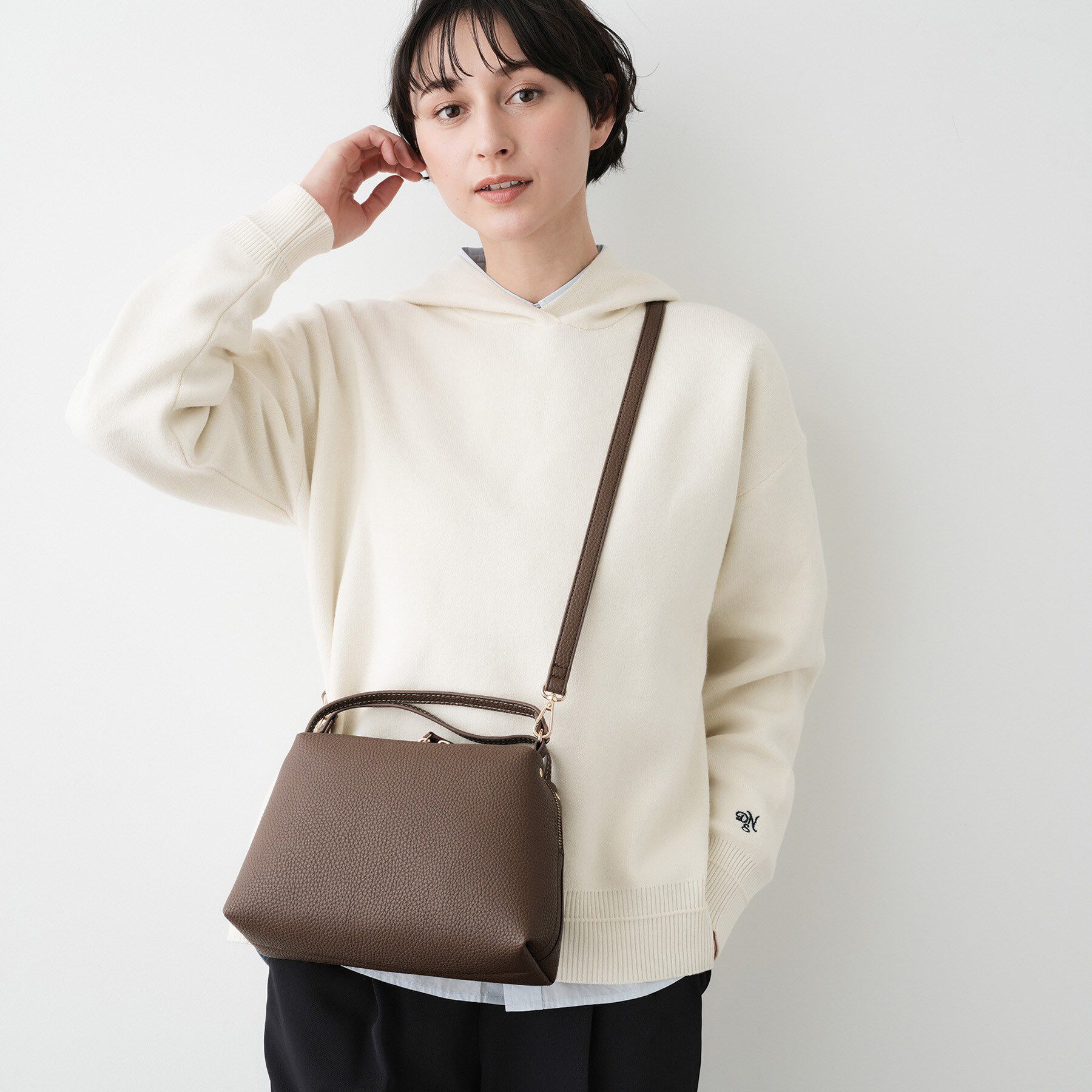 Dessin「【2WAY】ラウンドフォルムショルダーバッグ」|ショルダー・メッセンジャー|モカブラウン(042