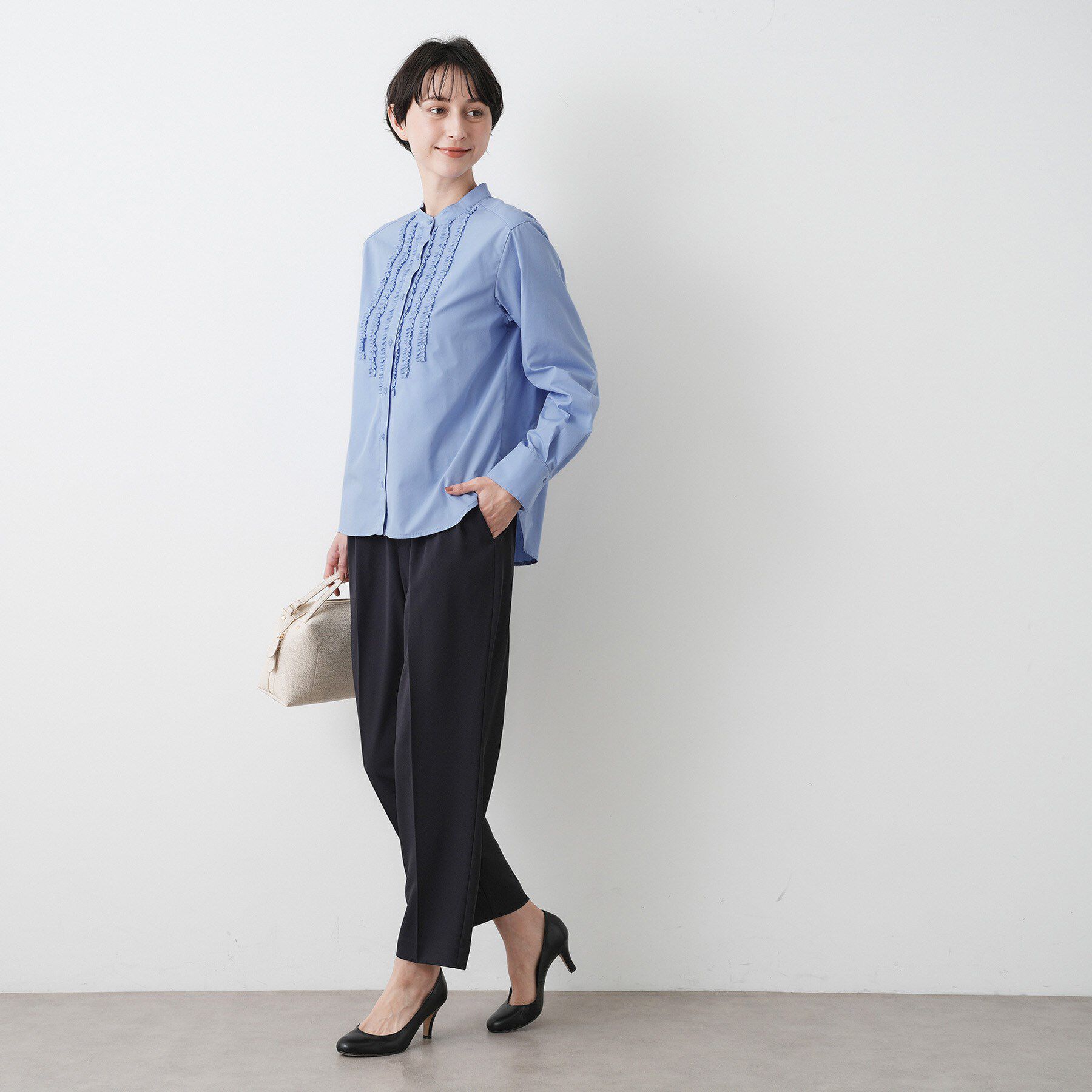 Dessin「【着映え/洗える】フロントフリルネックブラウス」|シャツ・ブラウス|