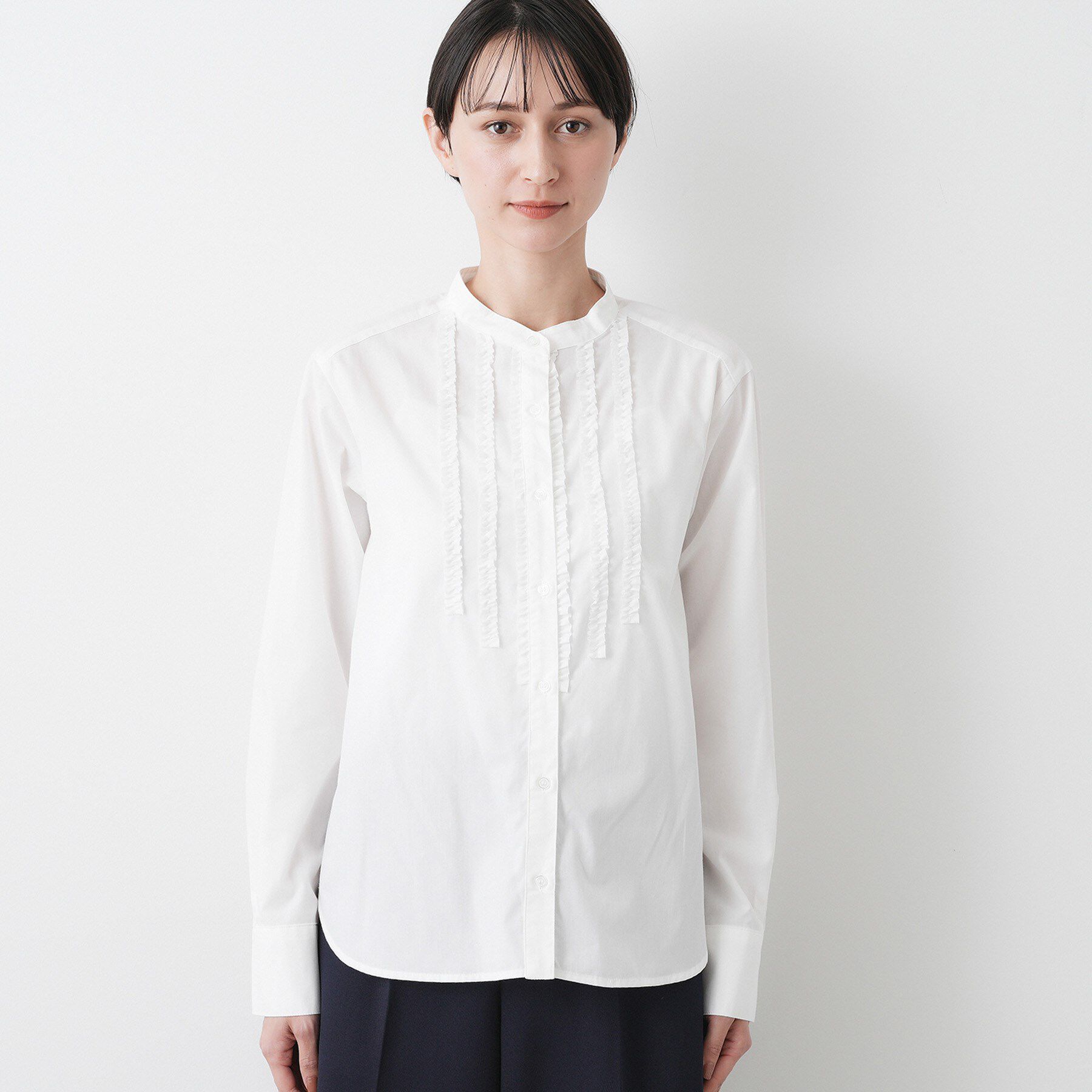 Dessin「【着映え/洗える】フロントフリルネックブラウス」|シャツ・ブラウス|