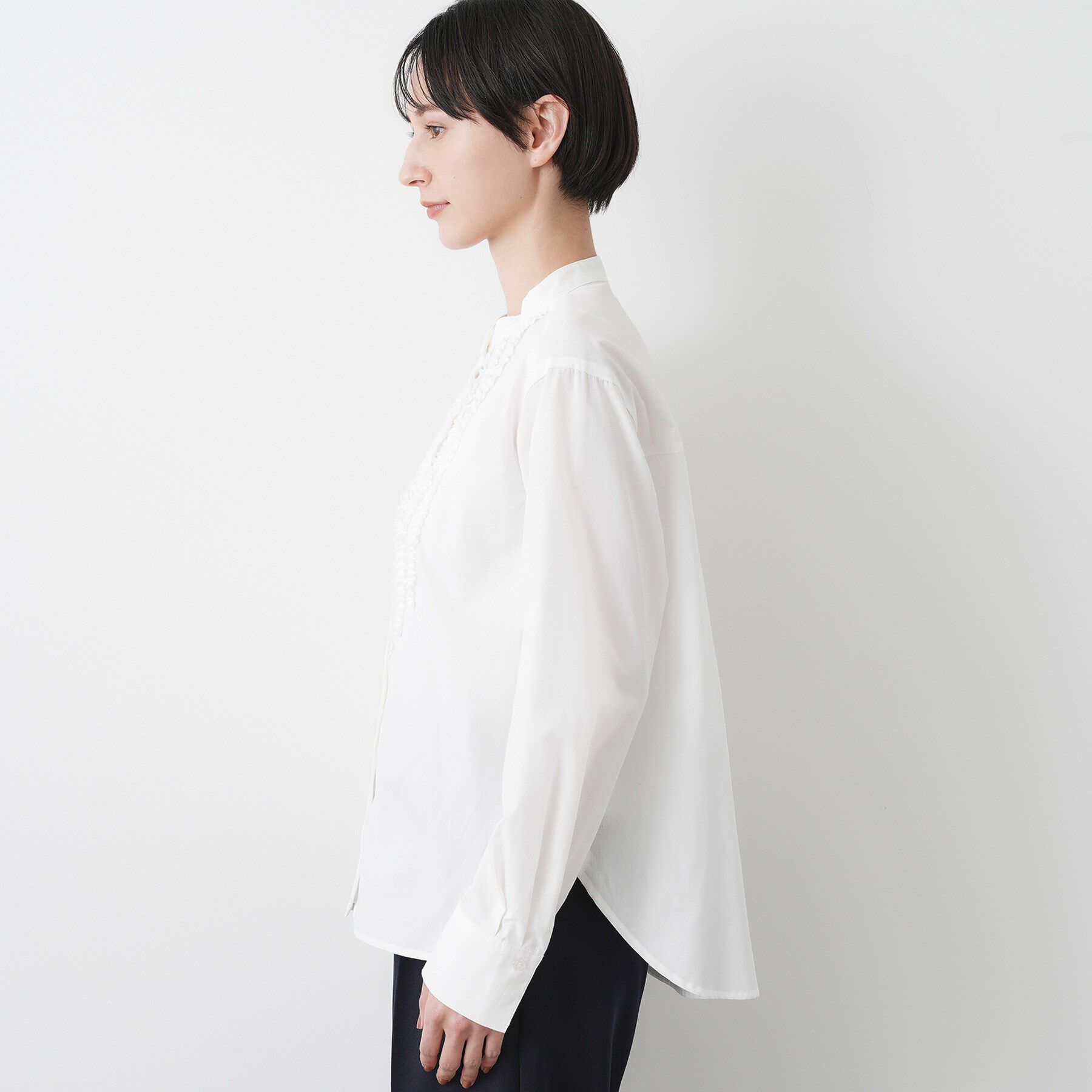 Dessin「【着映え/洗える】フロントフリルネックブラウス」|シャツ・ブラウス|