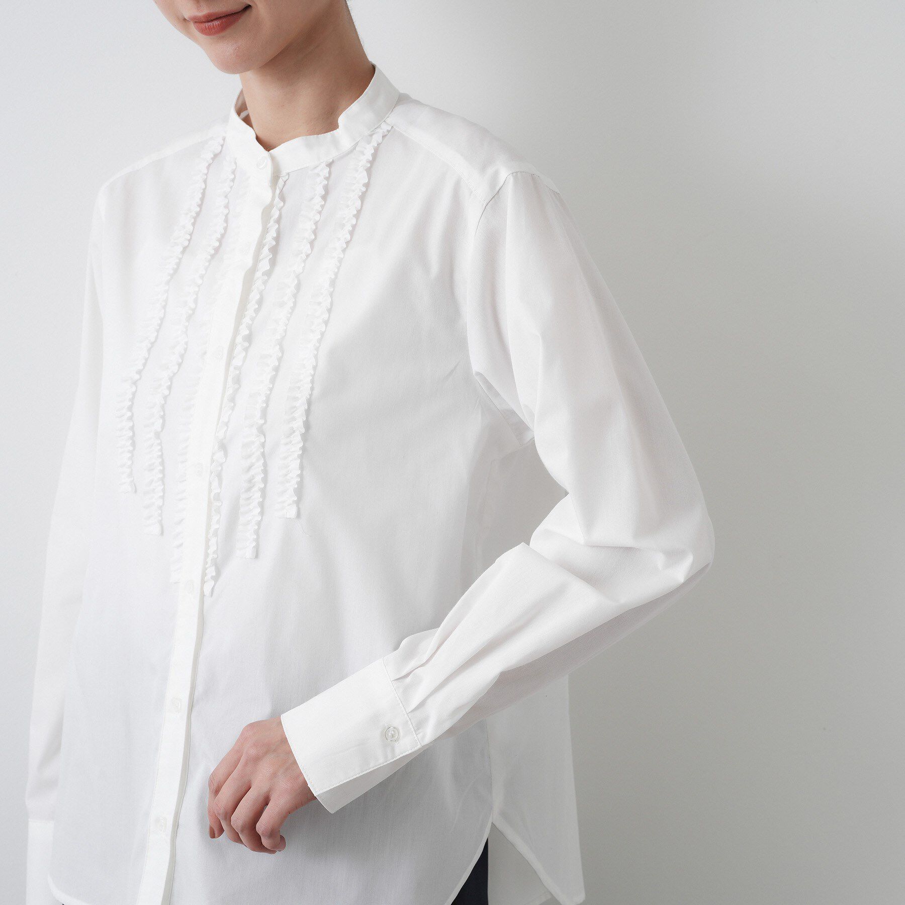 Dessin「【着映え/洗える】フロントフリルネックブラウス」|シャツ・ブラウス|