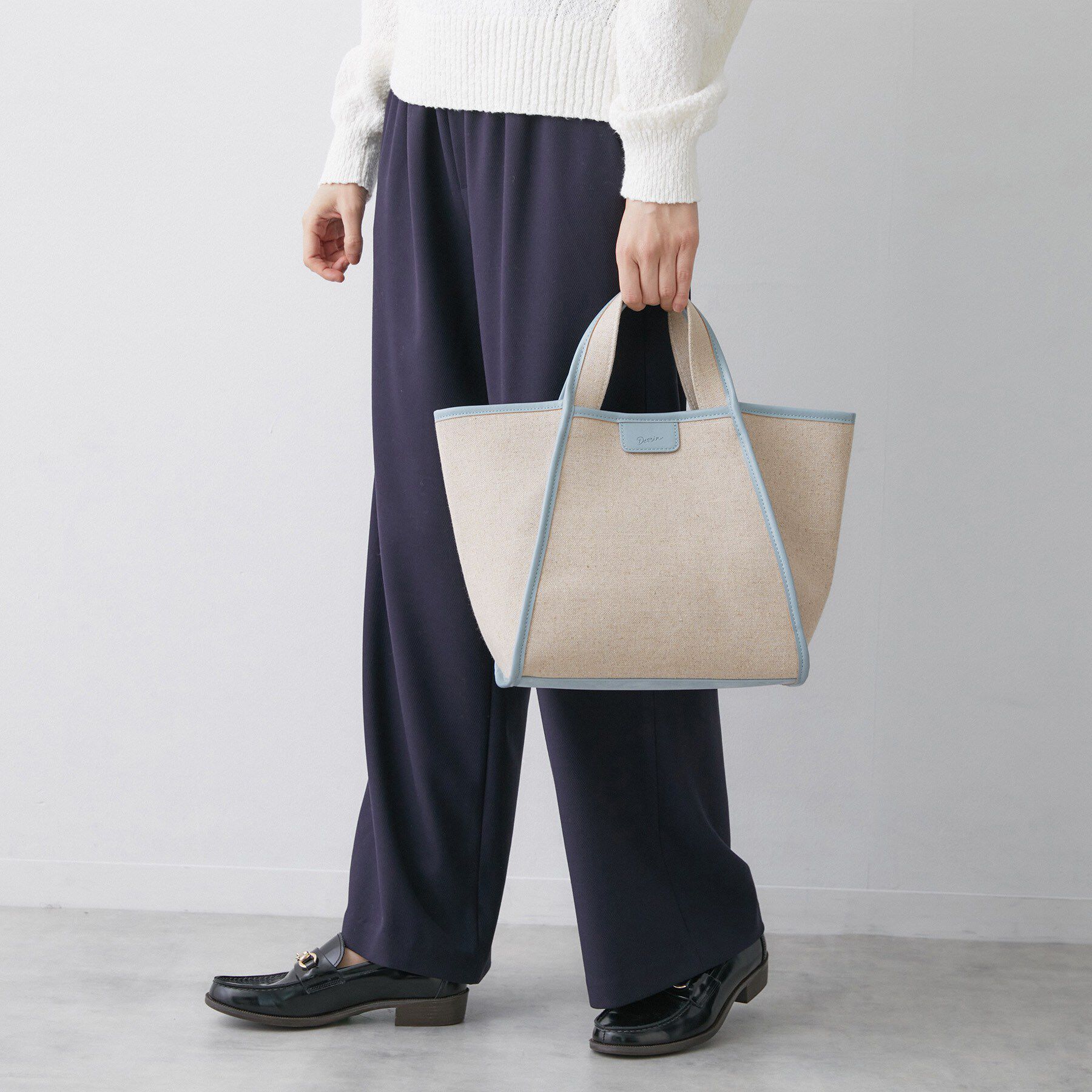 Dessin「【軽量】コットンリネンパイピングバッグ」|トートバッグ|ブルー(591)
