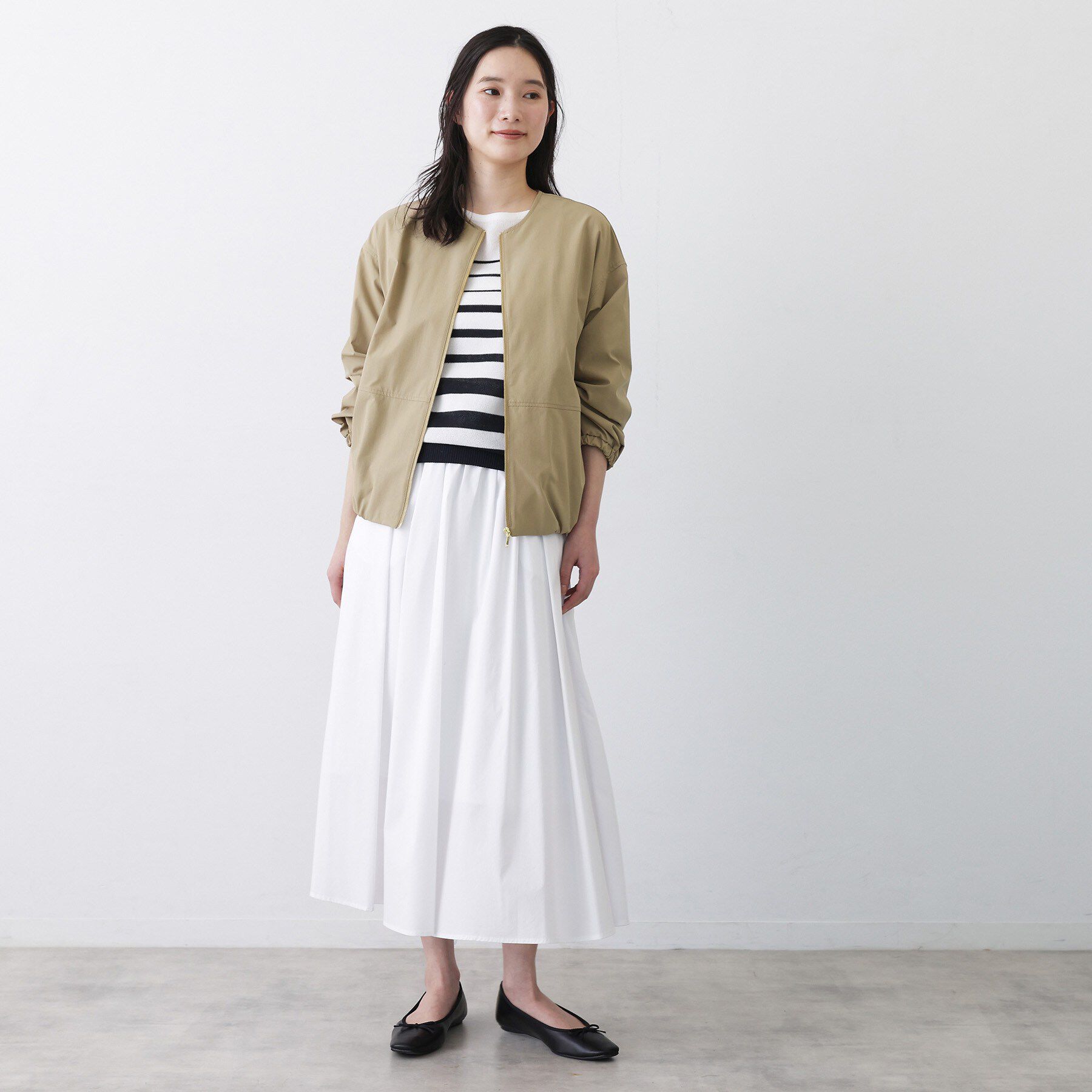 Dessin「【撥水/洗える】ノーカラーブルゾン」|ブルゾン・スタジャン|