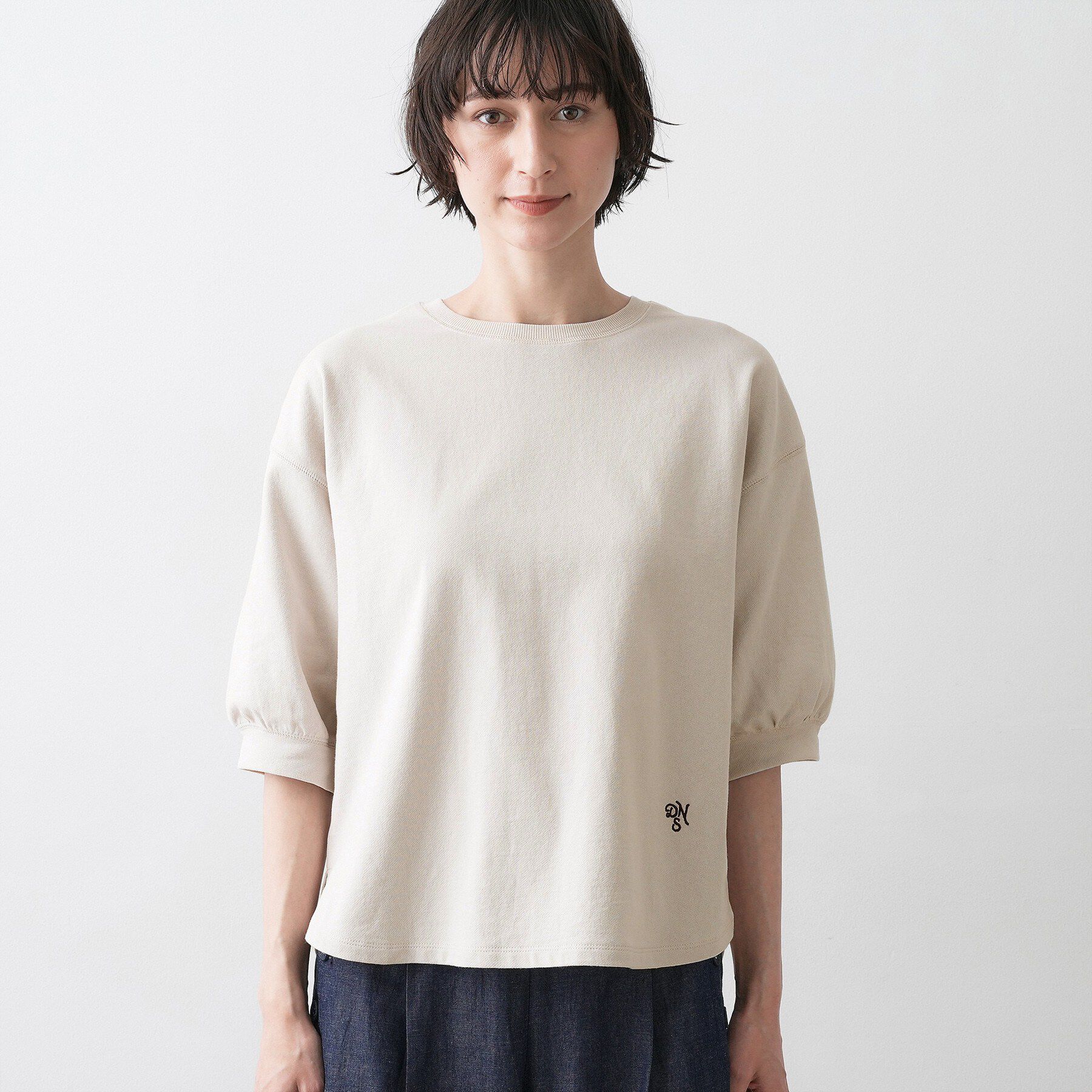 Dessin「【360度可愛い・洗える】バックヘンリーカットソー5分袖」|Tシャツ・カットソー|