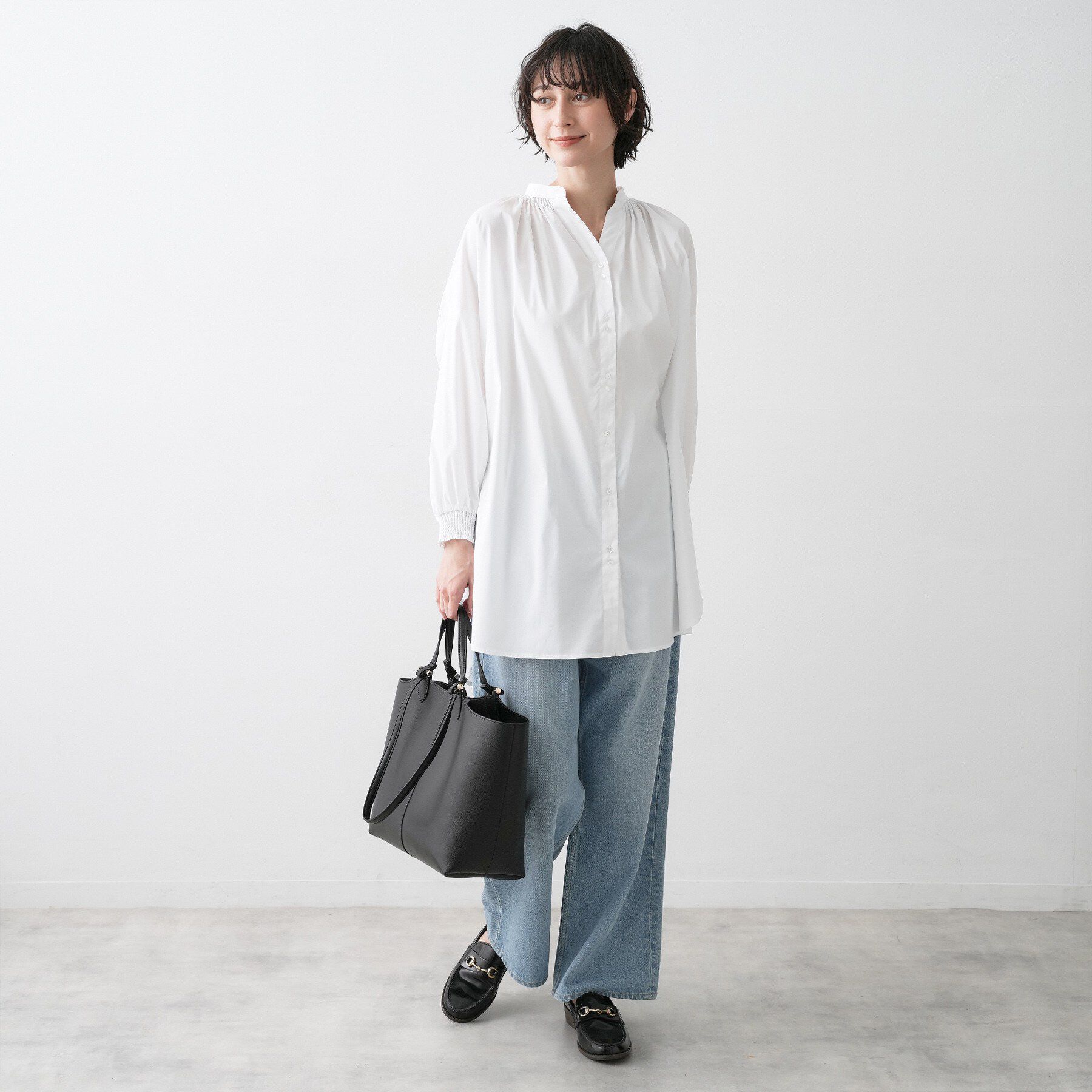 Dessin「【洗える】シャーリングネックチュニックシャツ」|チュニック|