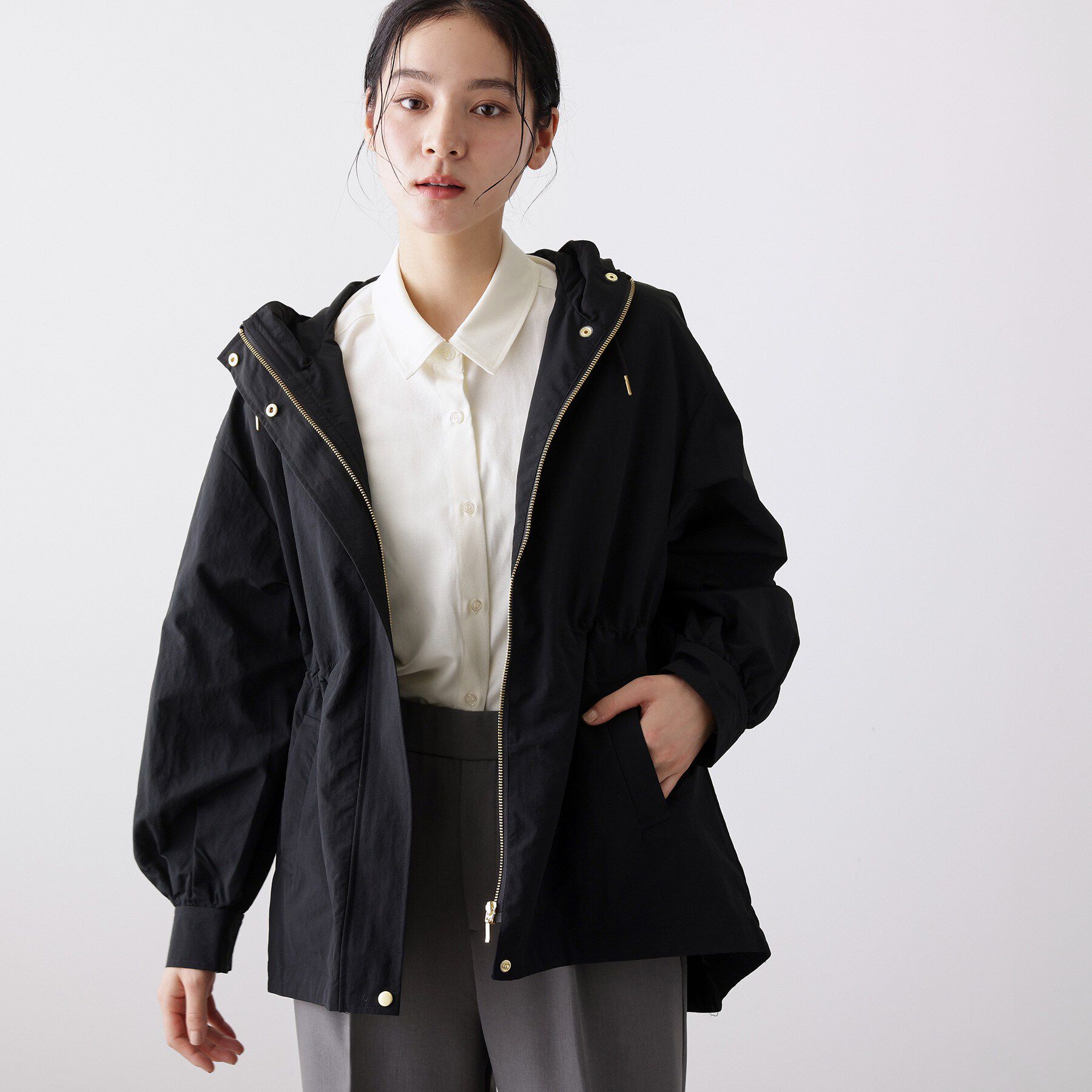 Dessin「【撥水・洗える】フーデッドライトブルゾン」|ブルゾン・スタジャン|