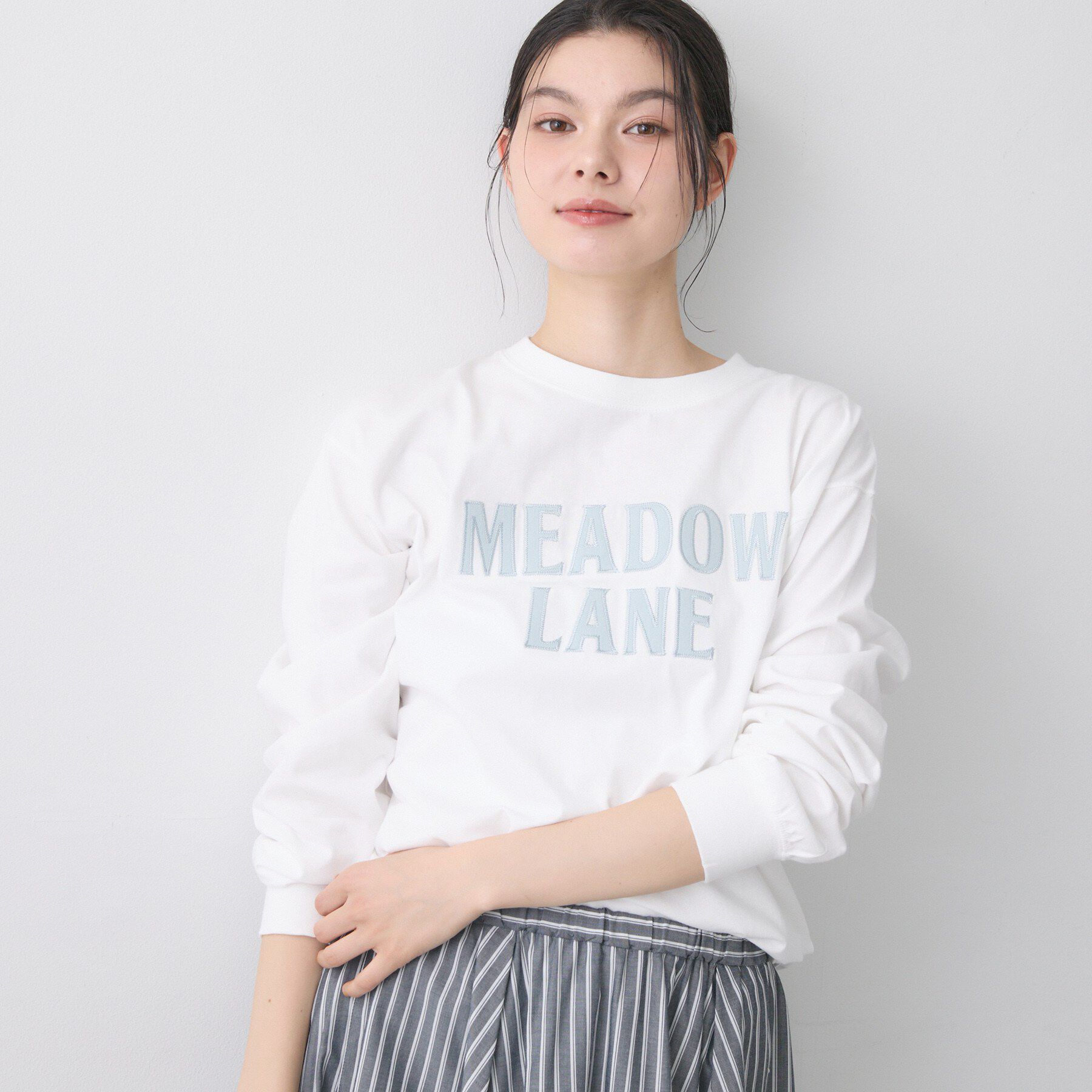 Dessin「【洗える】コットンロゴロングTシャツ」|Tシャツ・カットソー|ホワイト(001)