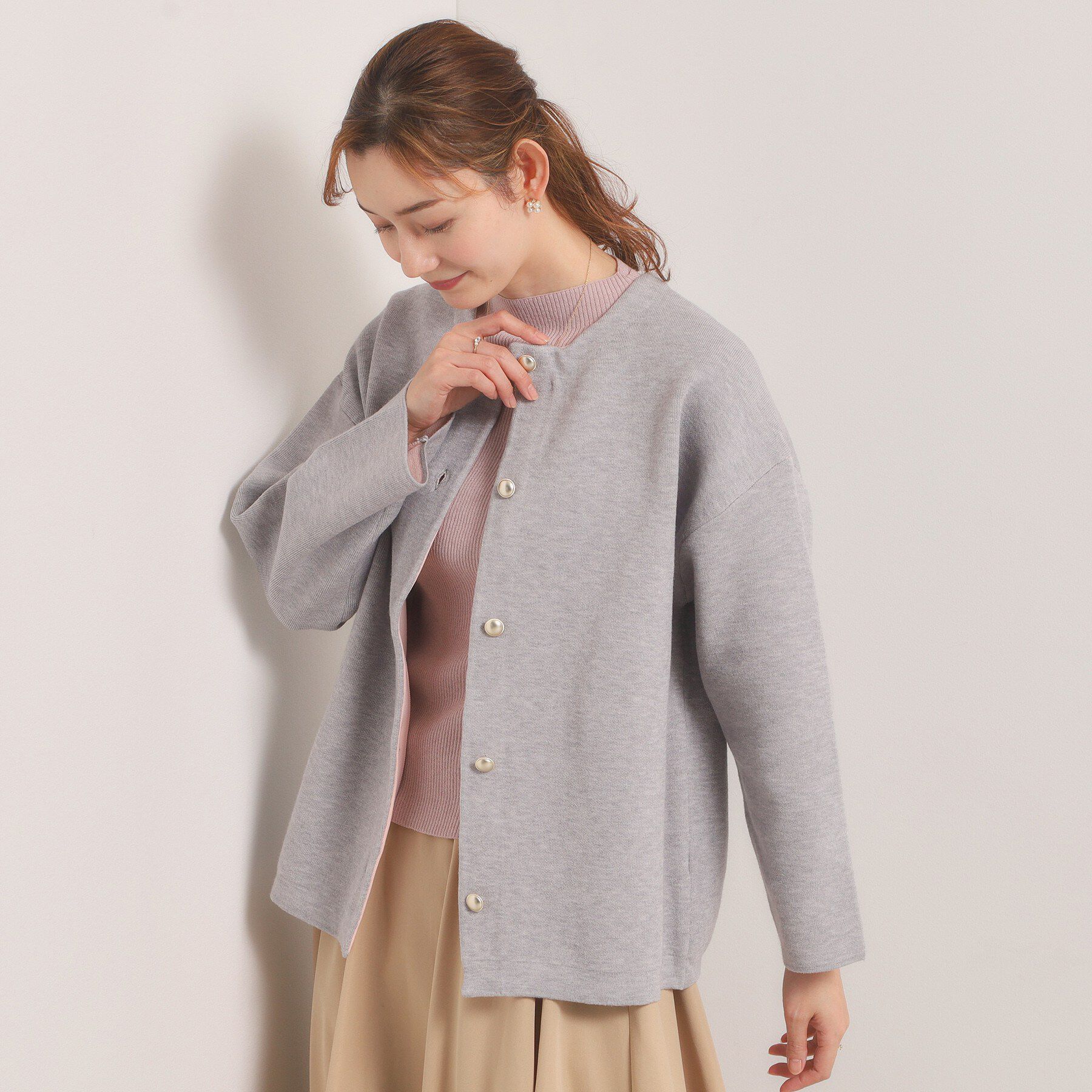 ITS&rsquo;DEMO「【手洗い可】Wフェイスニットコーディガン」|カーディガン|