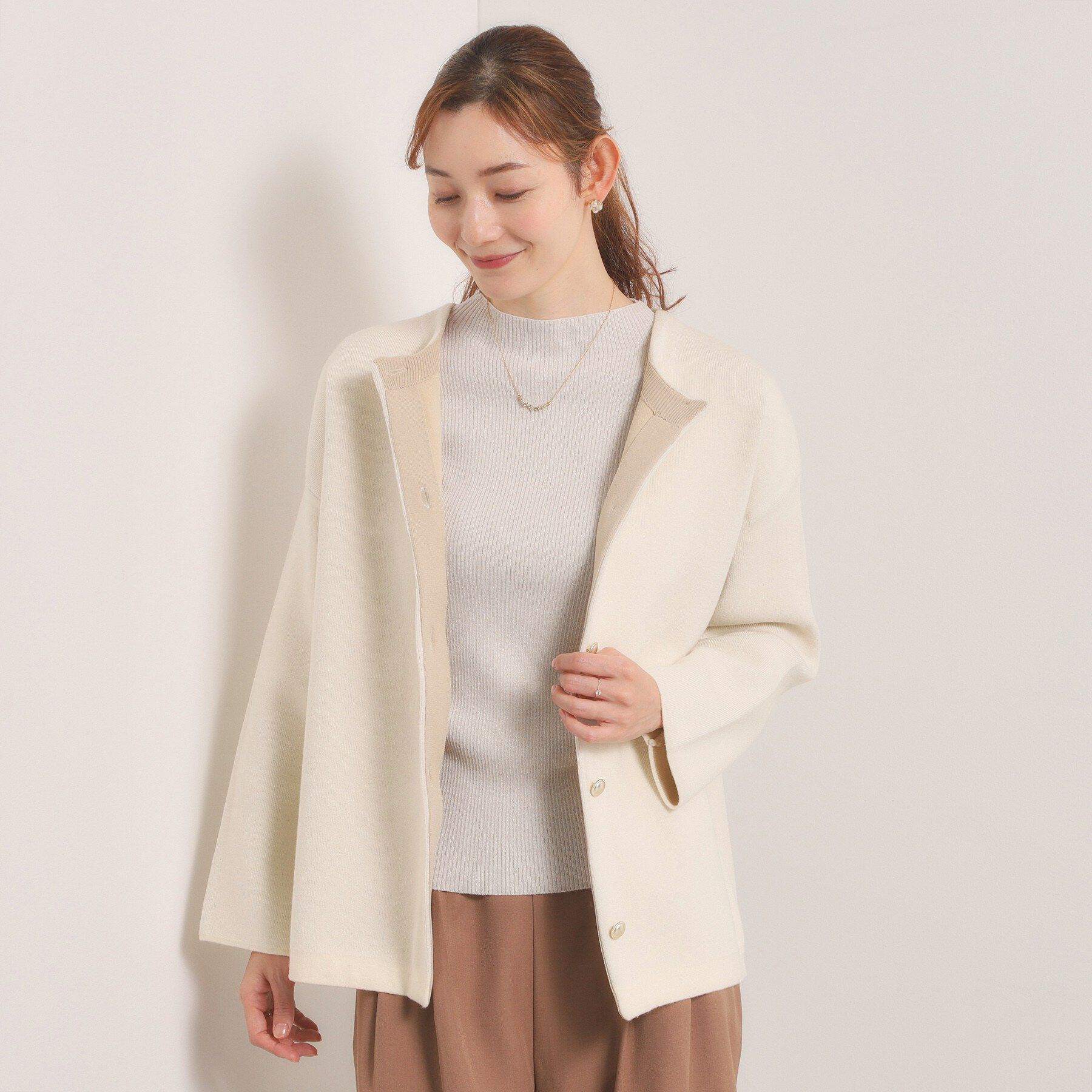 ITS&rsquo;DEMO「【手洗い可】Wフェイスニットコーディガン」|カーディガン|